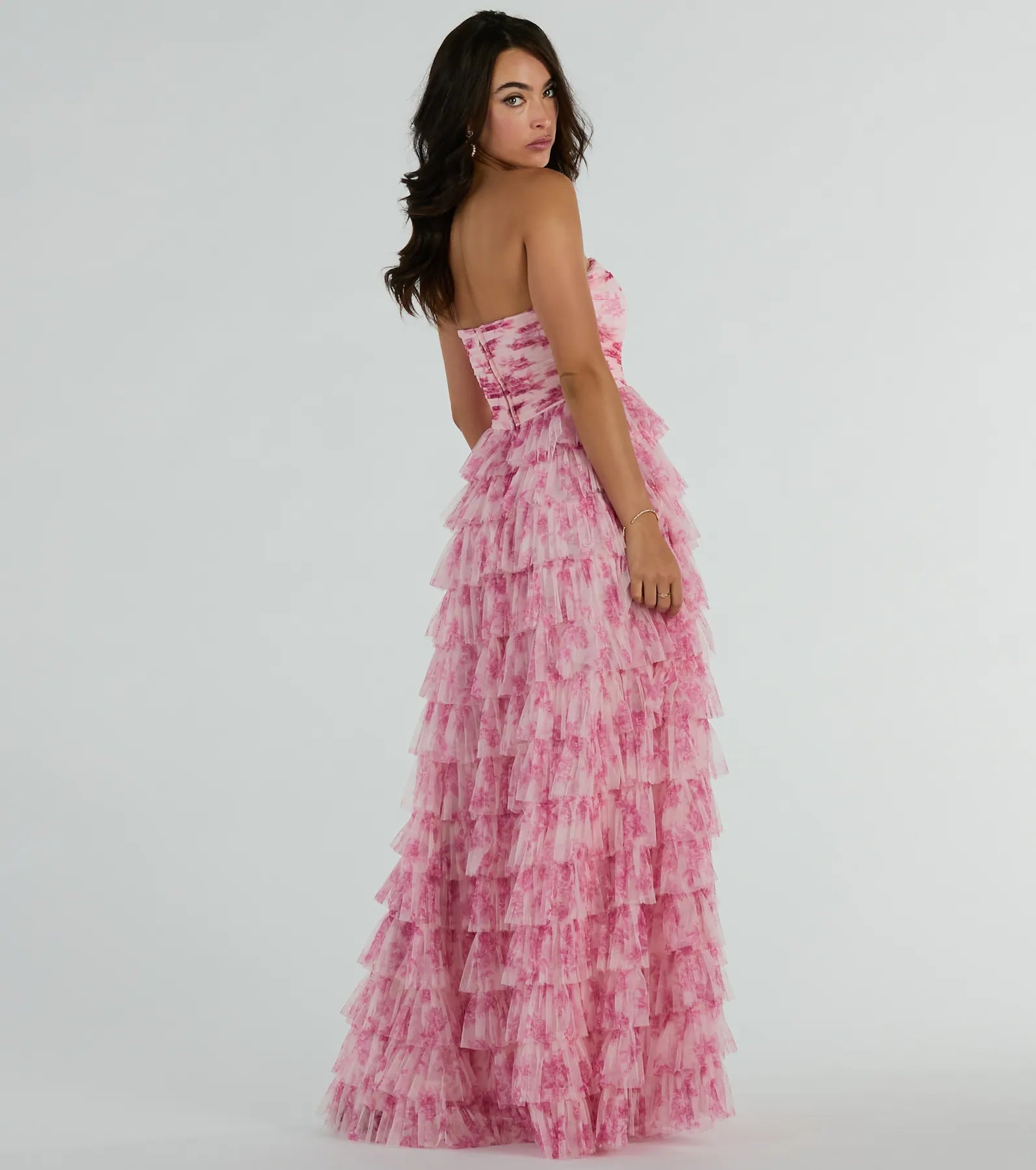 Liliane Premium Garden Rose Ruffled A-Line Formal Gown