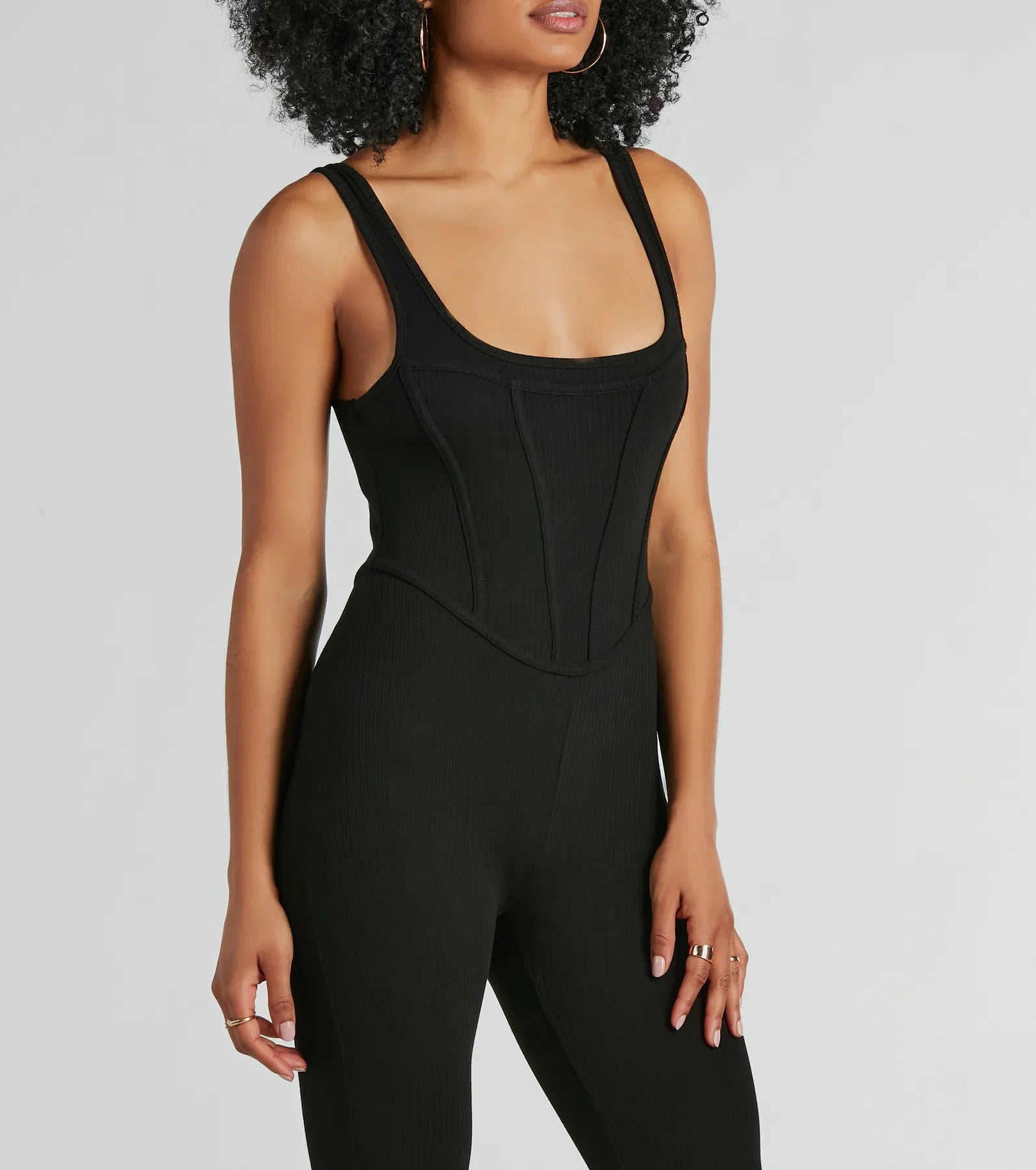 Ultimate Chill Vibes Ribbed Knit Corset Catsuit