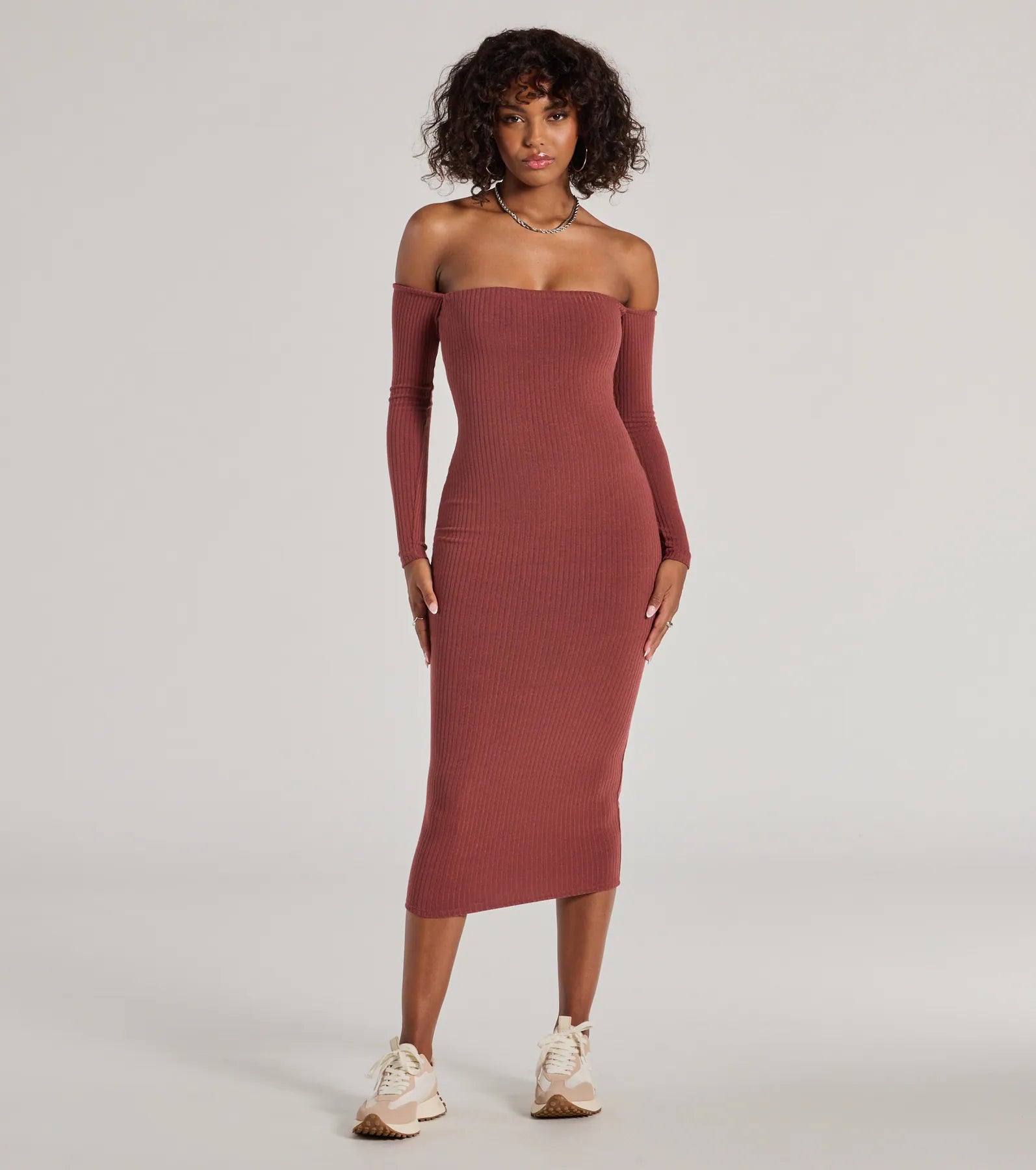 Ultimate Carefree Chic Ribbed Knit Midi Dress