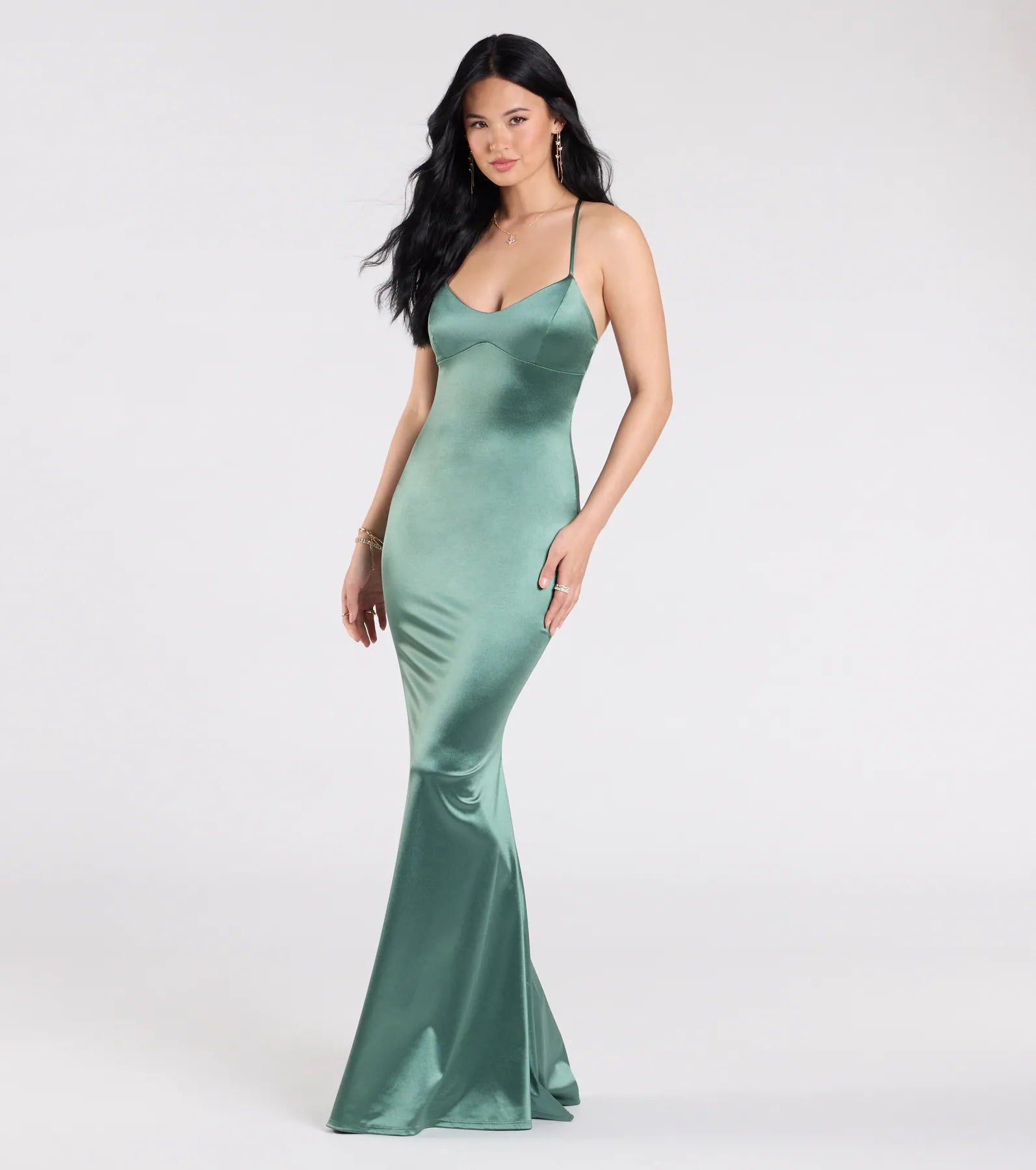 Ultimate Elegance Emmie Lace-Up Mermaid Satin Gown