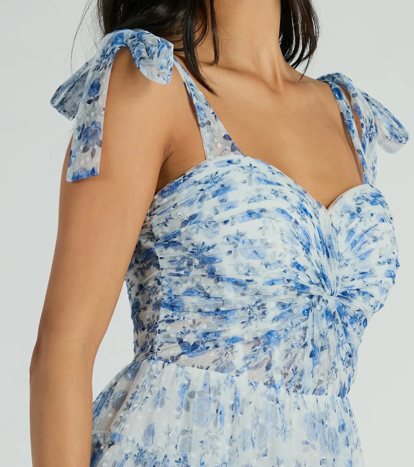 Ethereal Elegance: Brynne Premium Floral Mesh Skater Dress