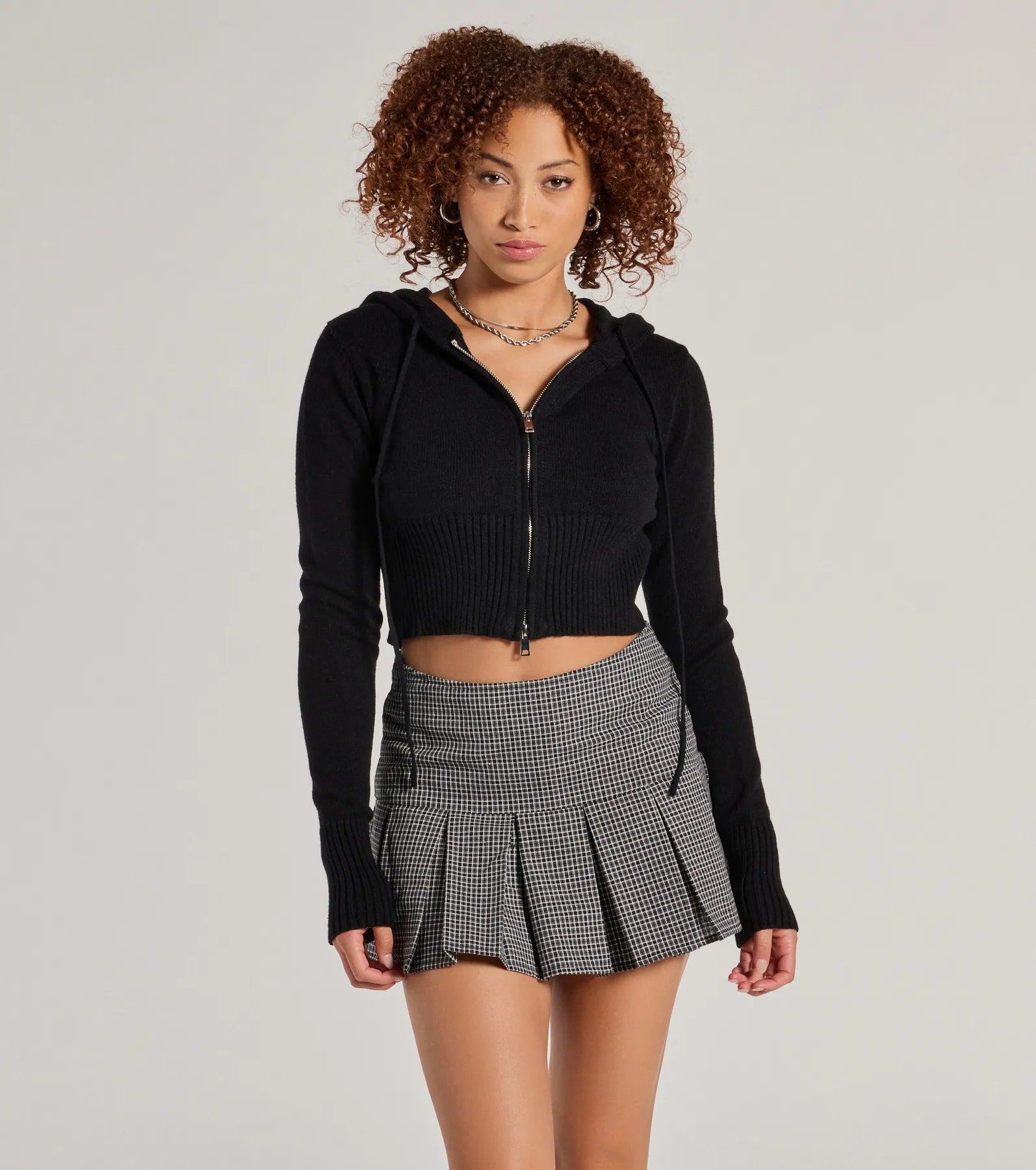 Ultimate Plaid Drop Waist Skater Skort - Trendy & Chic