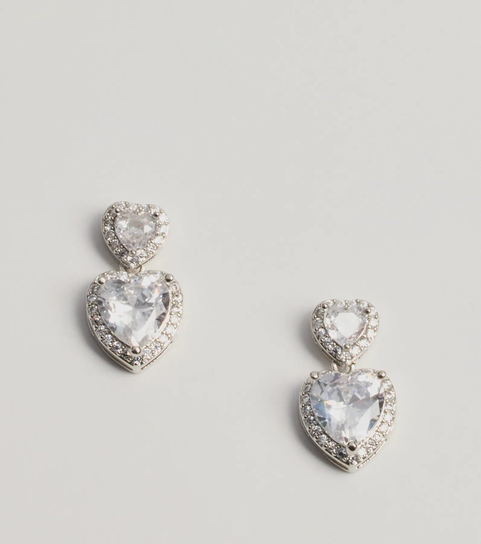 Premium Glitzy Love Heart Drop Earrings with Cubic Zirconia