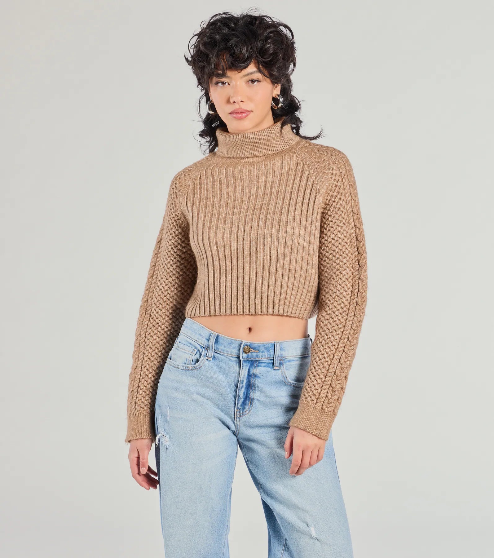 Premium Snuggle Weather Turtleneck Crop Knit Sweater