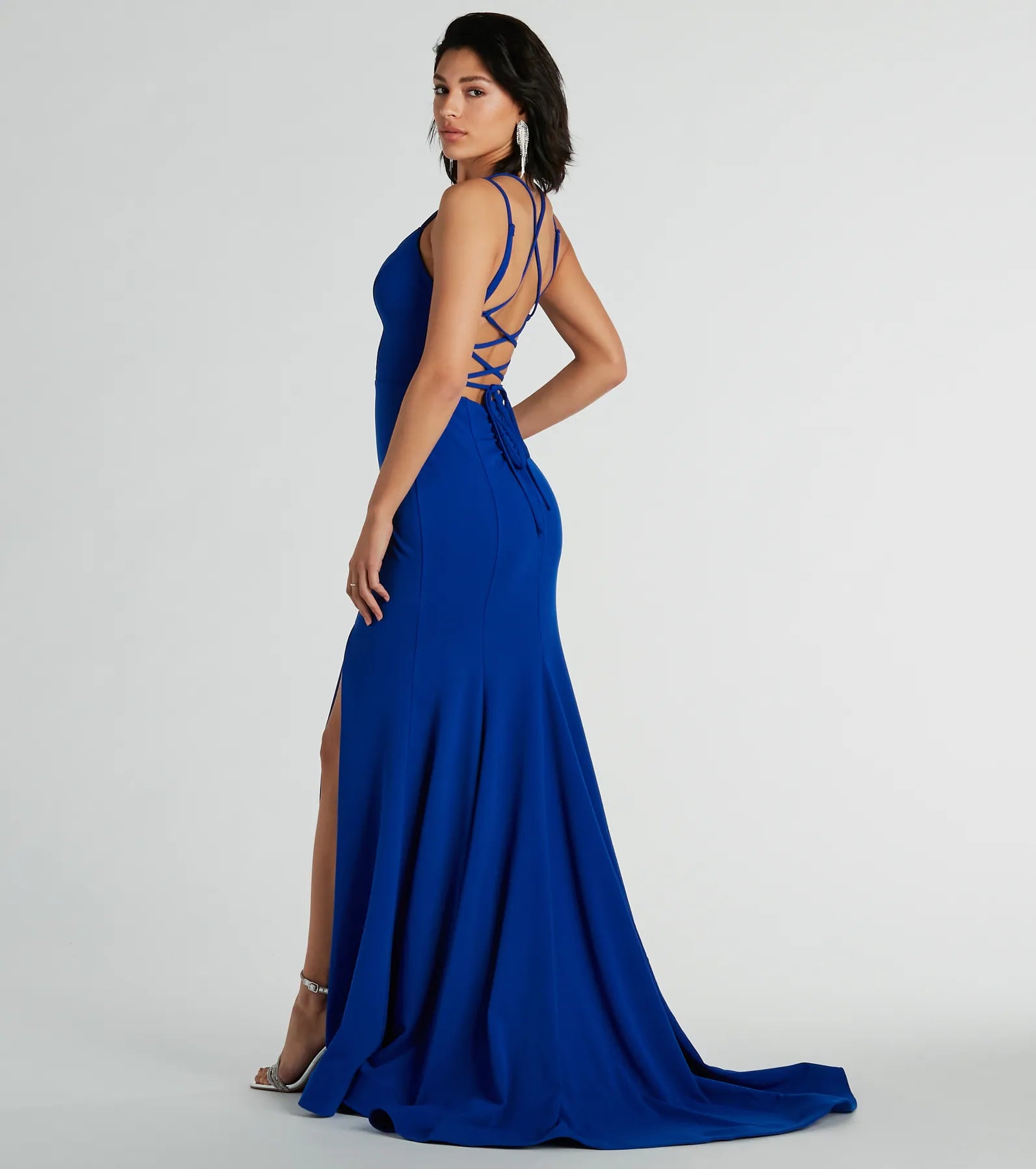 Premium Gabriela V-Neck Lace-Up Mermaid Evening Gown