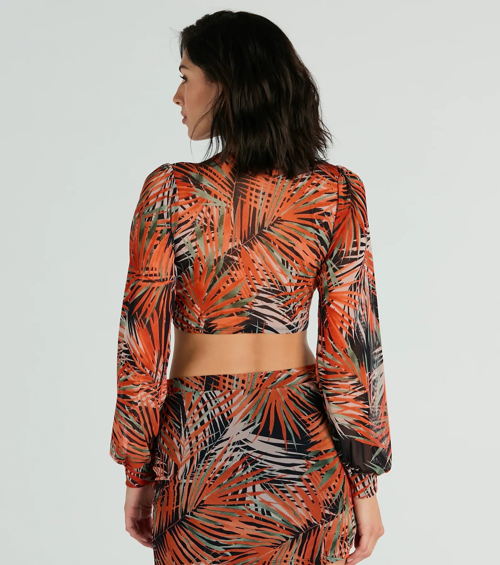 Ultimate Tropical Escape Mesh Tie-Front Top