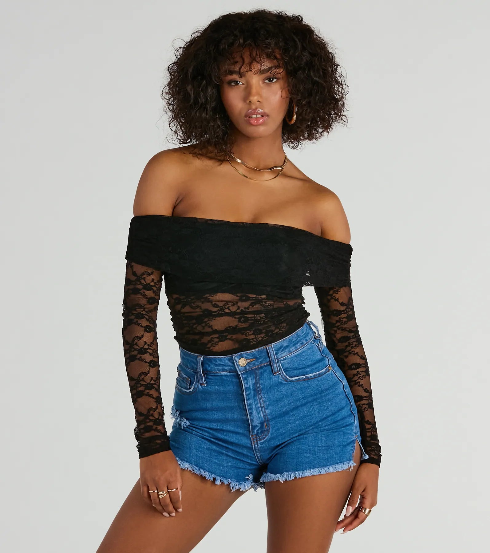 Ultimate Sultry Aura Lace Crop Top - Off-The-Shoulder Elegance