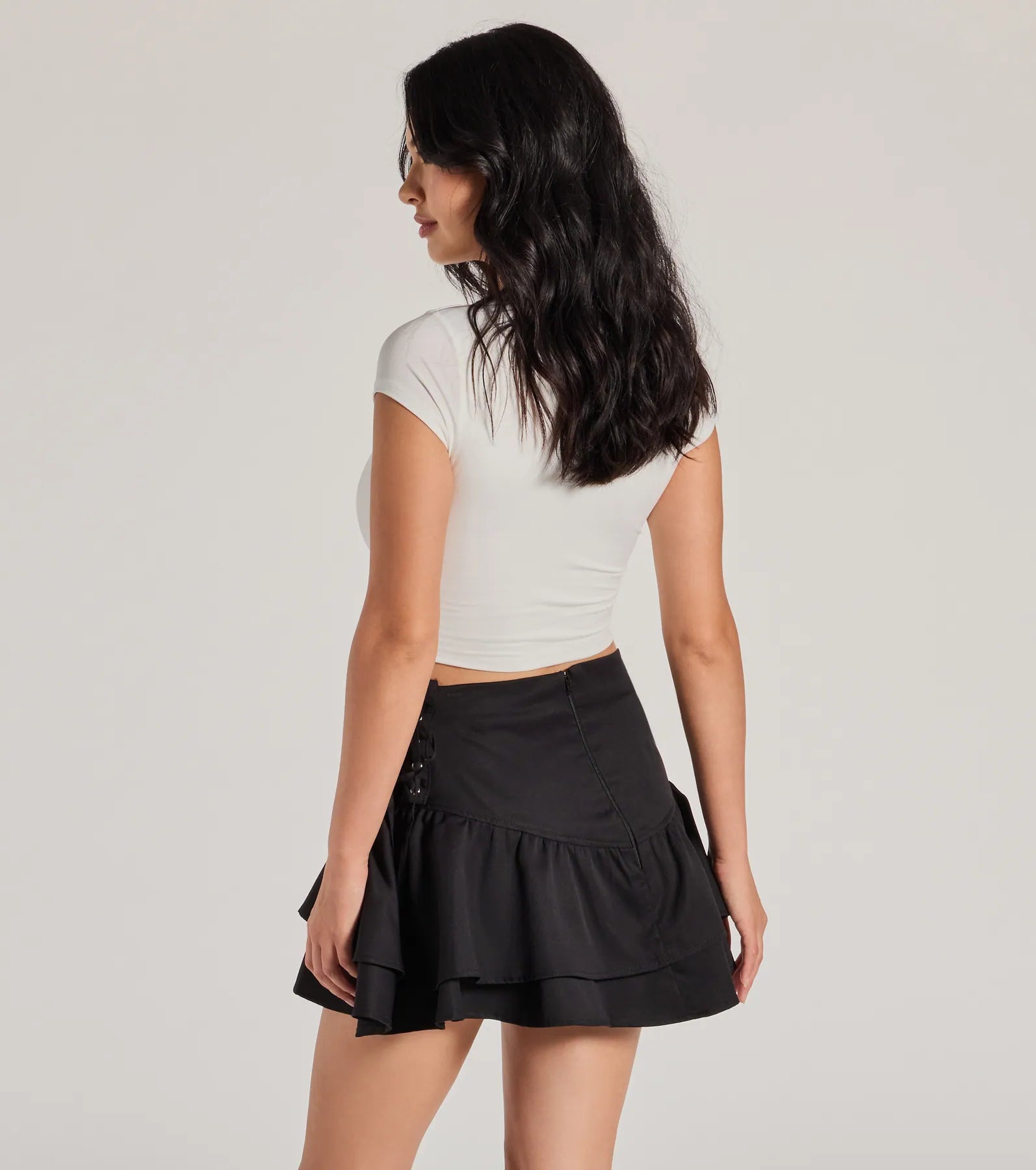 Ultimate Flared Peplum Skirt with Lace-Up Detail