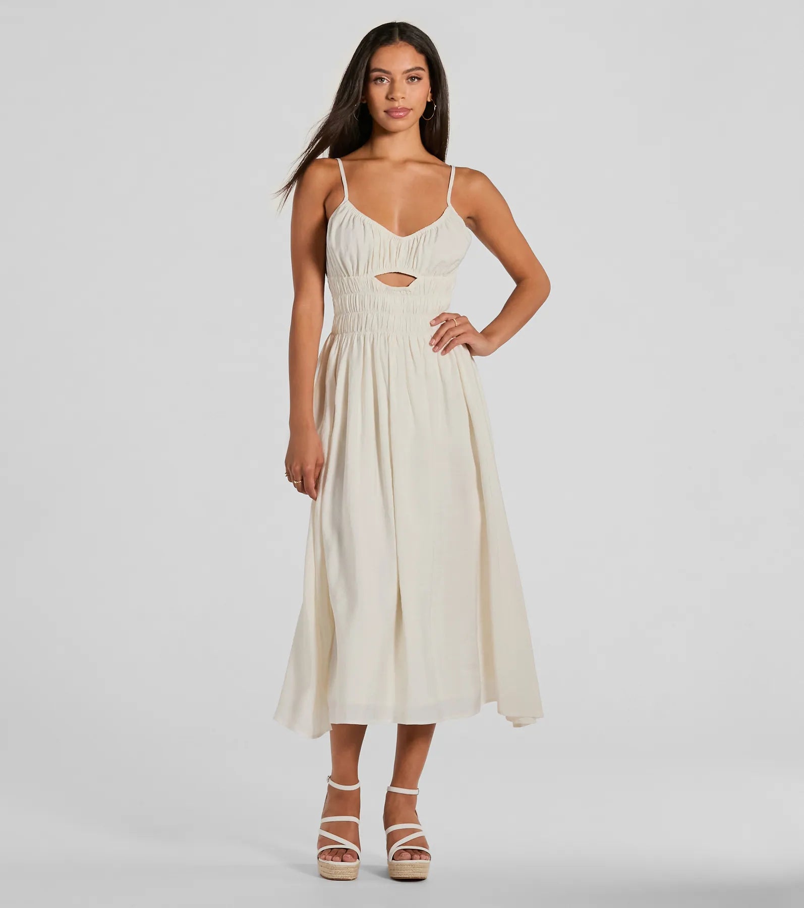 Premium Scoop Neck Cutout A-Line Midi Dress - Ultimate Summer Style