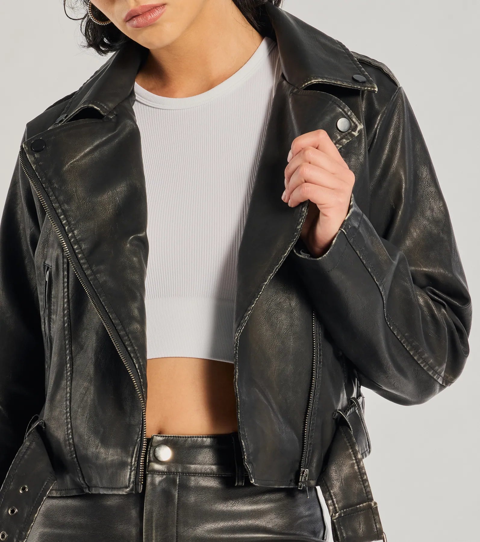 Ultimate Glam Faux Leather Moto Jacket - Shift Into Style