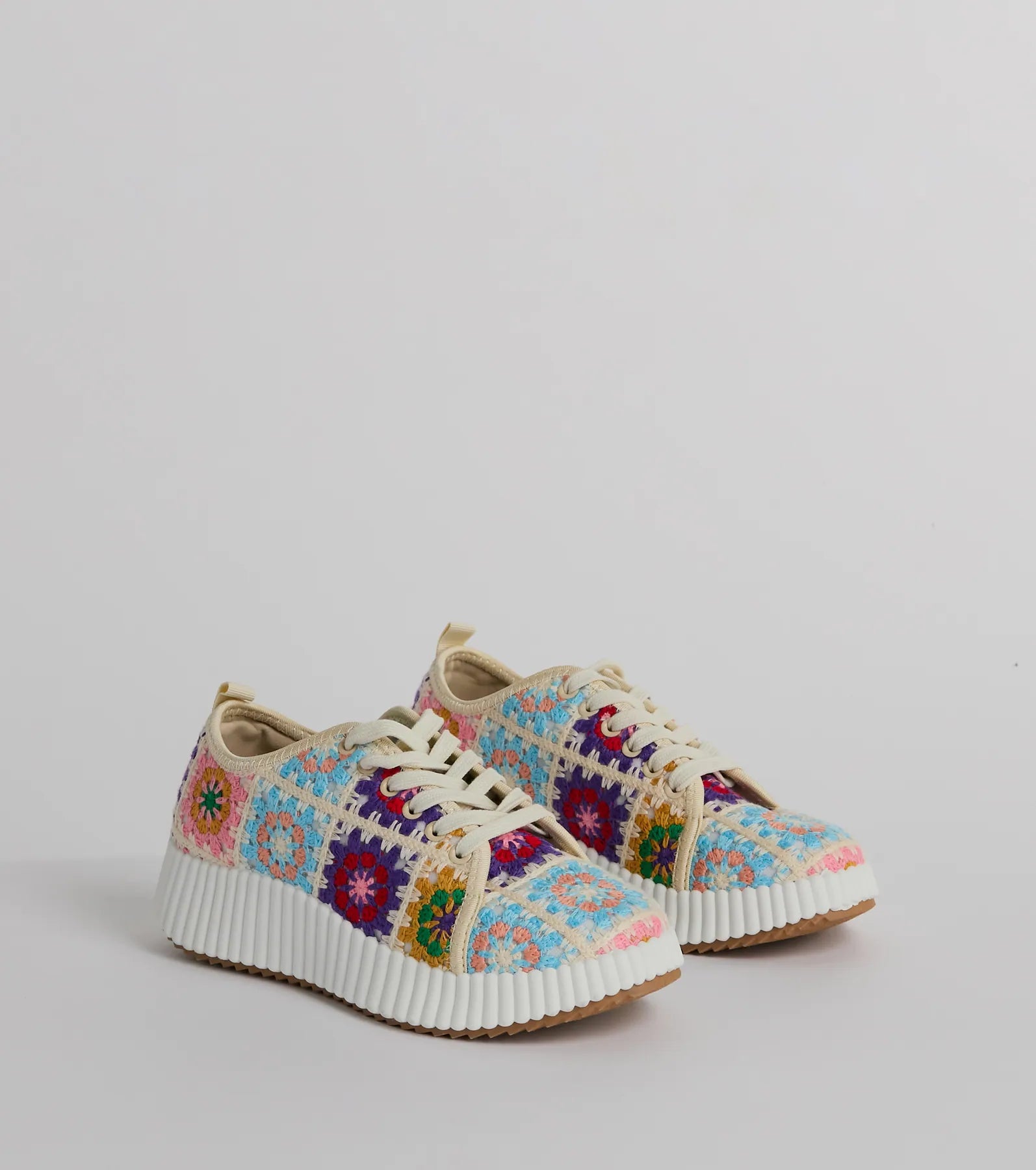 Flower Child Crochet Platform Sneakers - Ultimate Comfort & Style