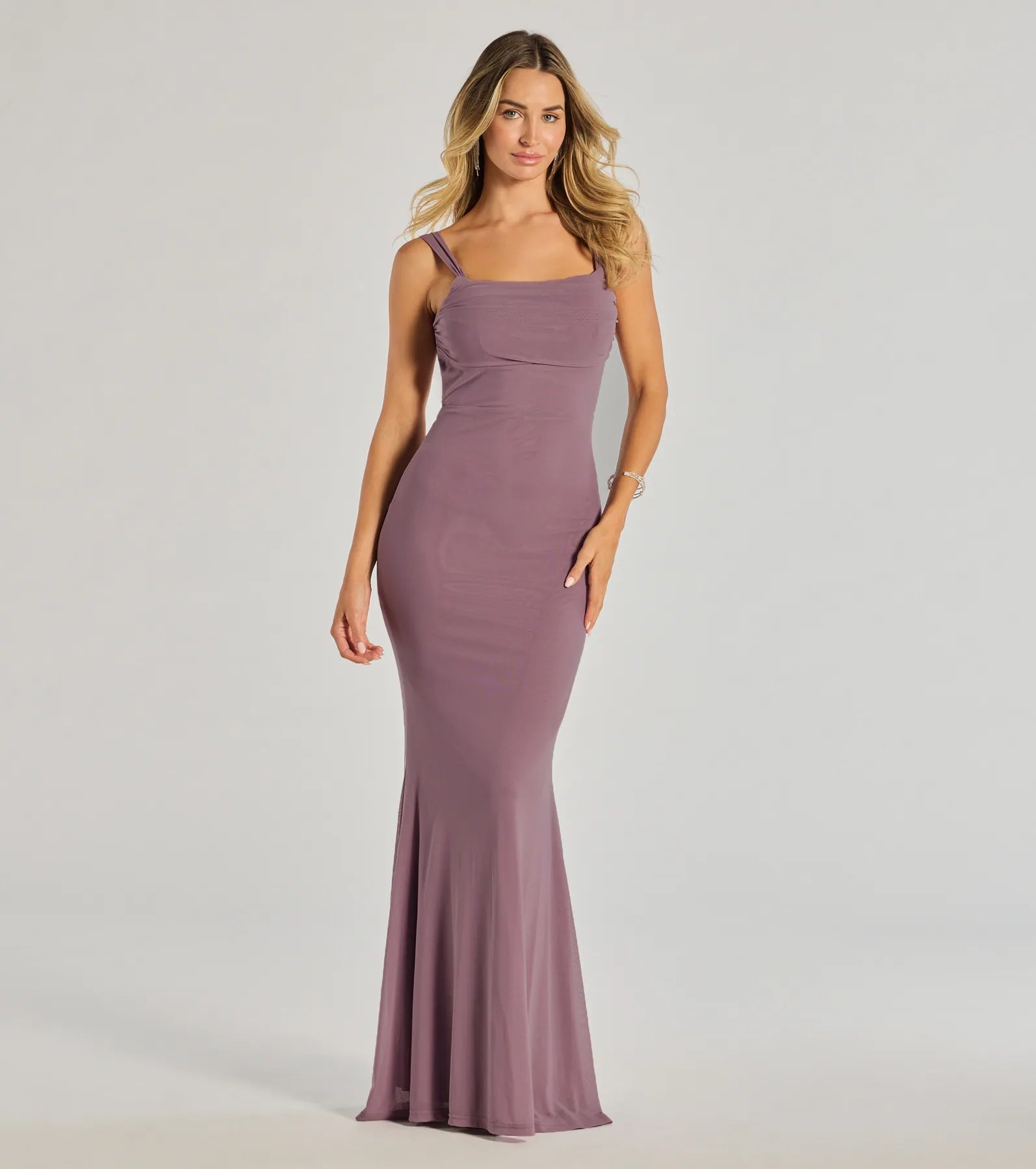 Premium Mishka Strappy Open Back Mesh Mermaid Gown for Formal Events