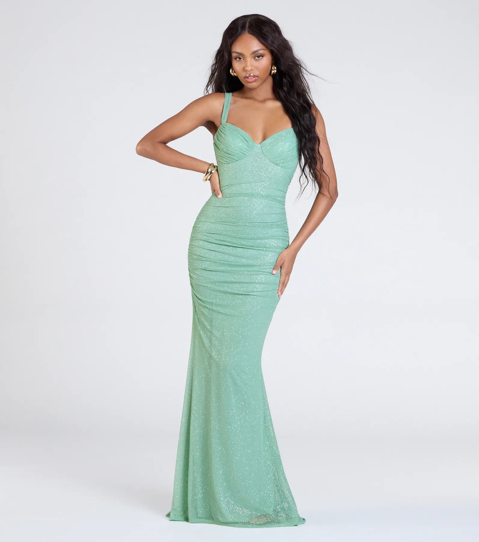 Ultimate Glitter Mermaid Dress - Jenna Lace-Up Formal Gown