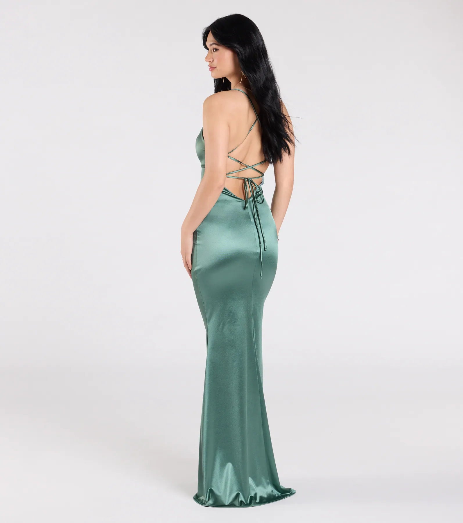 Ultimate Elegance Emmie Lace-Up Mermaid Satin Gown
