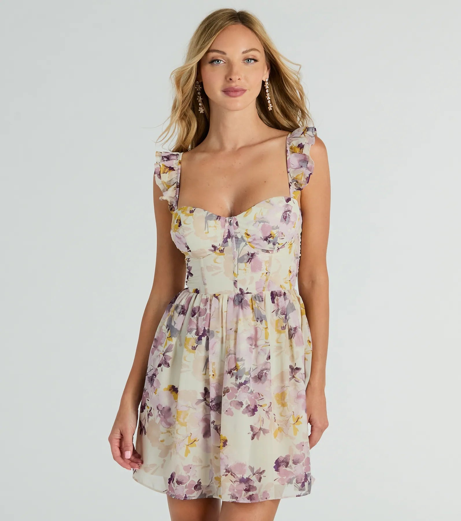 Ultimate Floral Elegance Corset Lace-Up Dress