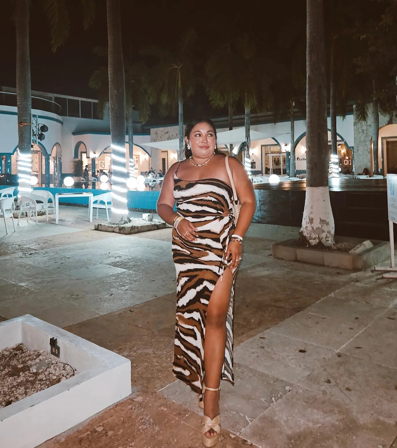 Ultimate Wild One-Shoulder Zebra Print Maxi Dress