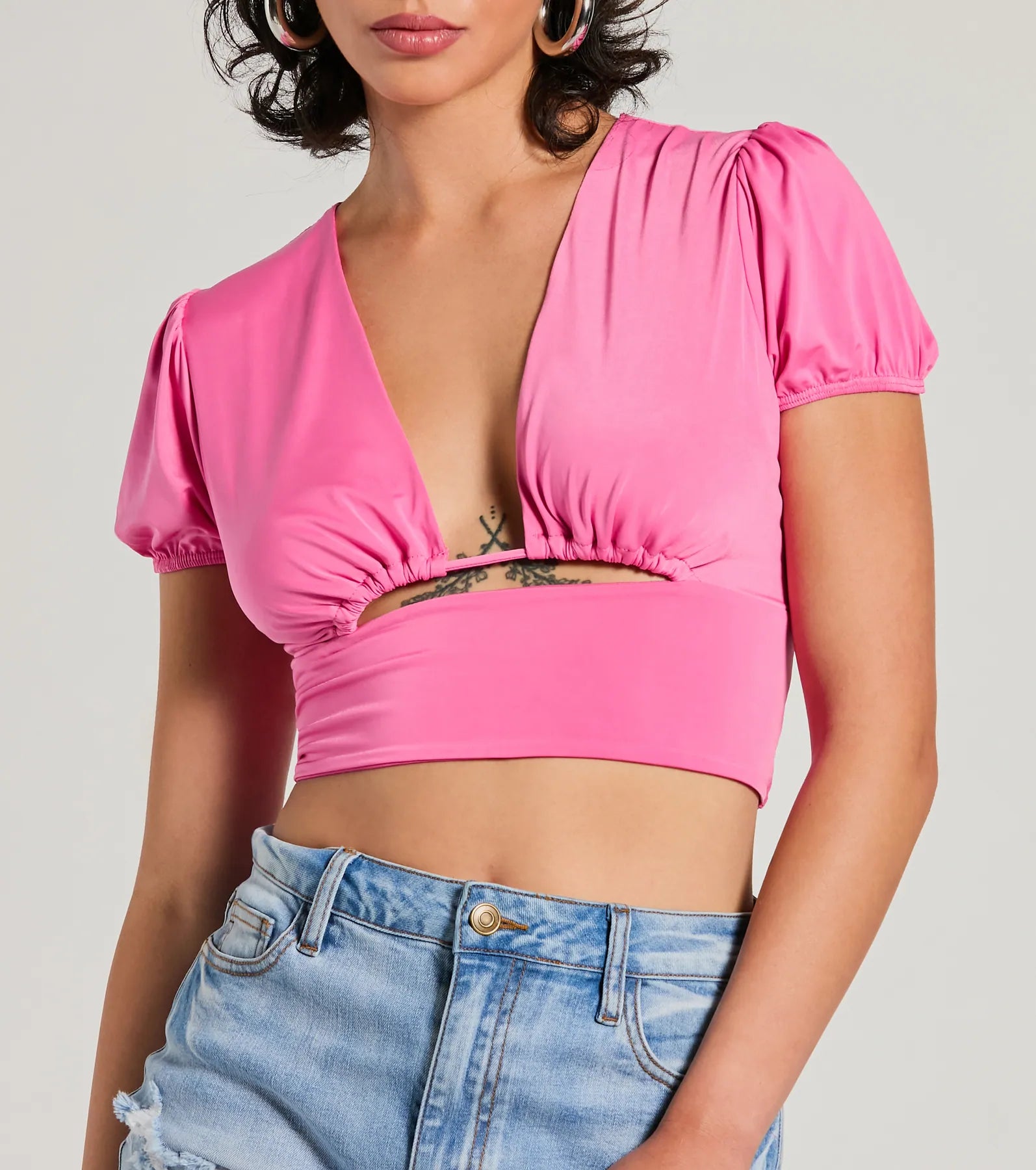 Ultimate Chic Puff Sleeve Cutout Crop Top