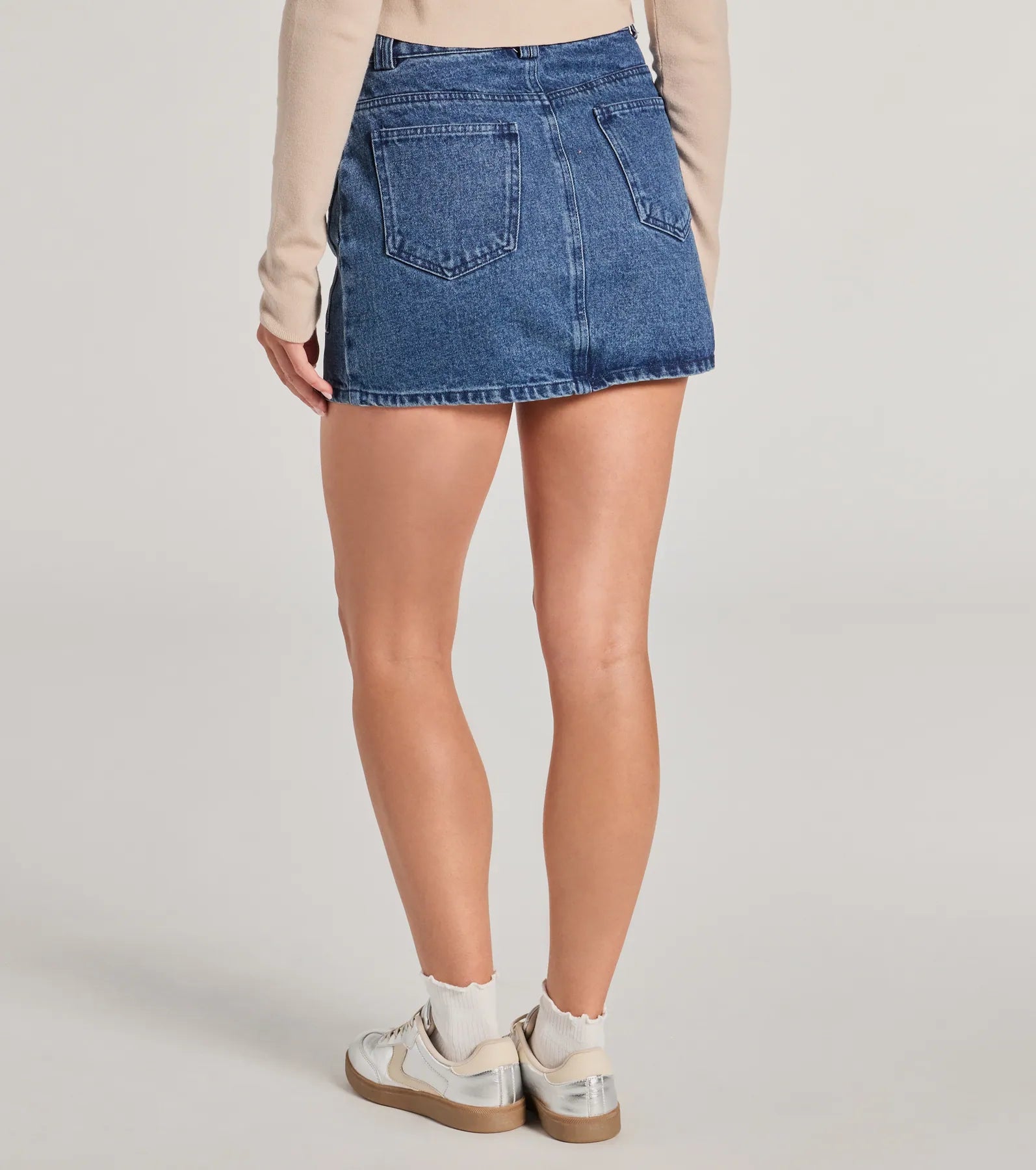 Premium High Waist Denim Mini Skirt - Casual Chic Style