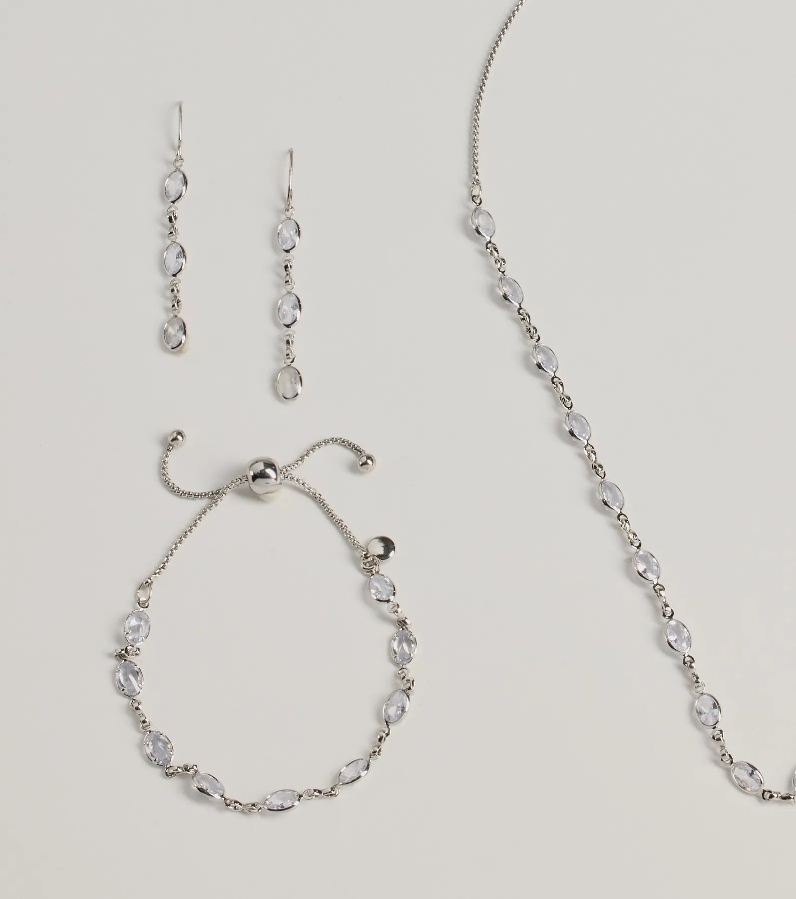 Ultimate Bloom In Sparkles Jewelry Set - Necklace, Earrings & Bracelet