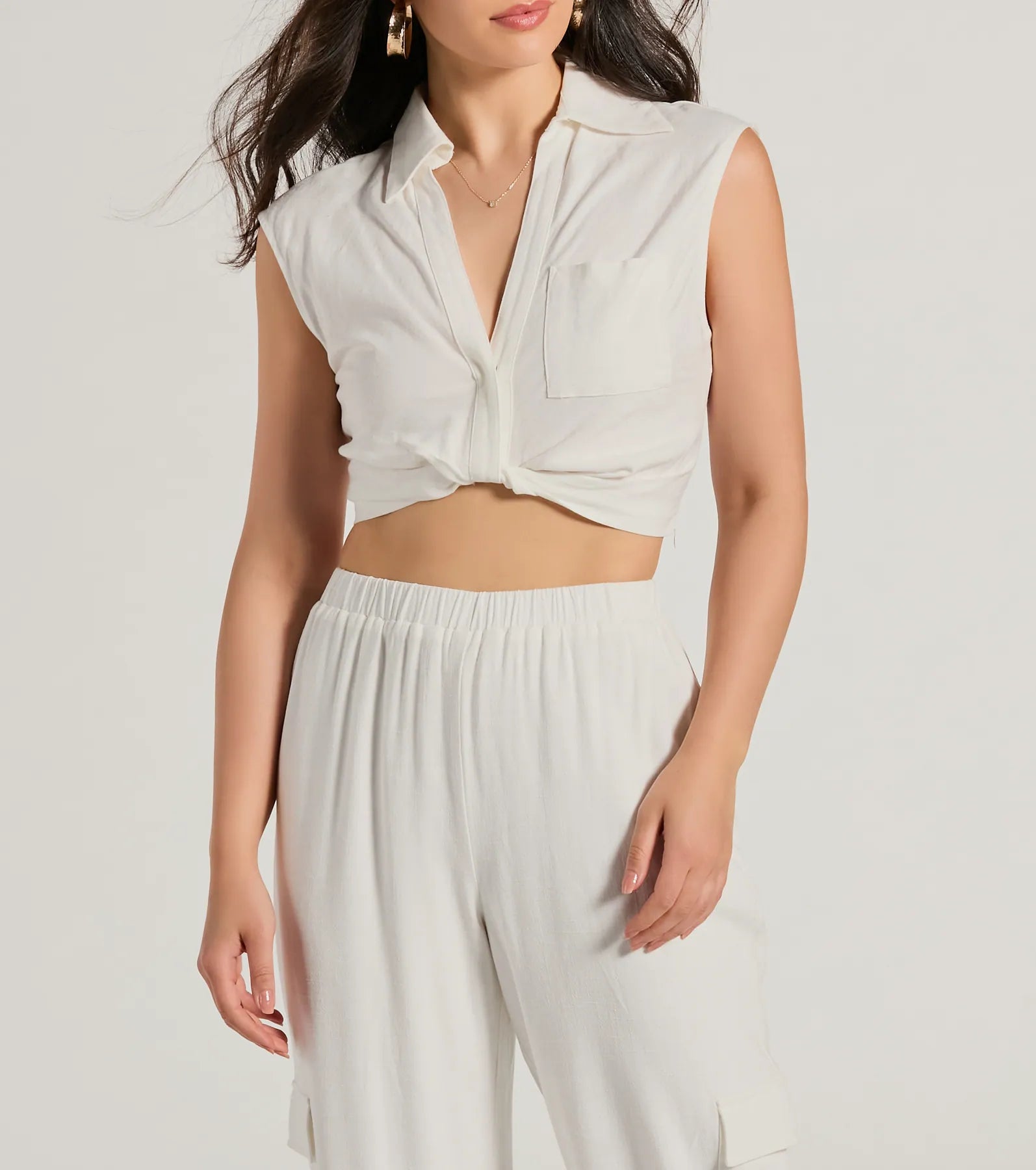 Premium Breezy Mood Linen Crop Top - Summer Essential