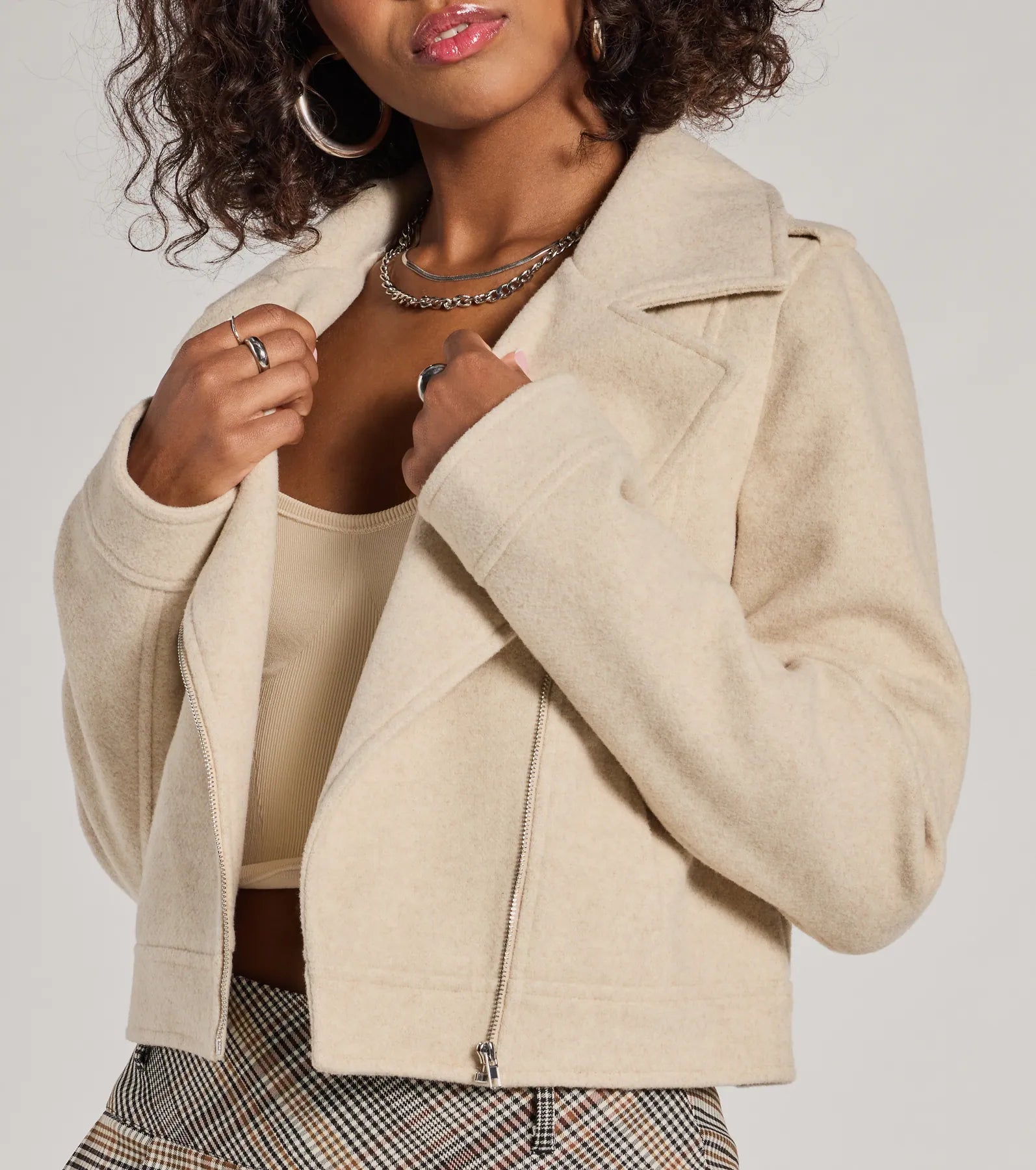 Premium Faux Wool Moto Jacket - Cool Chic Vibe