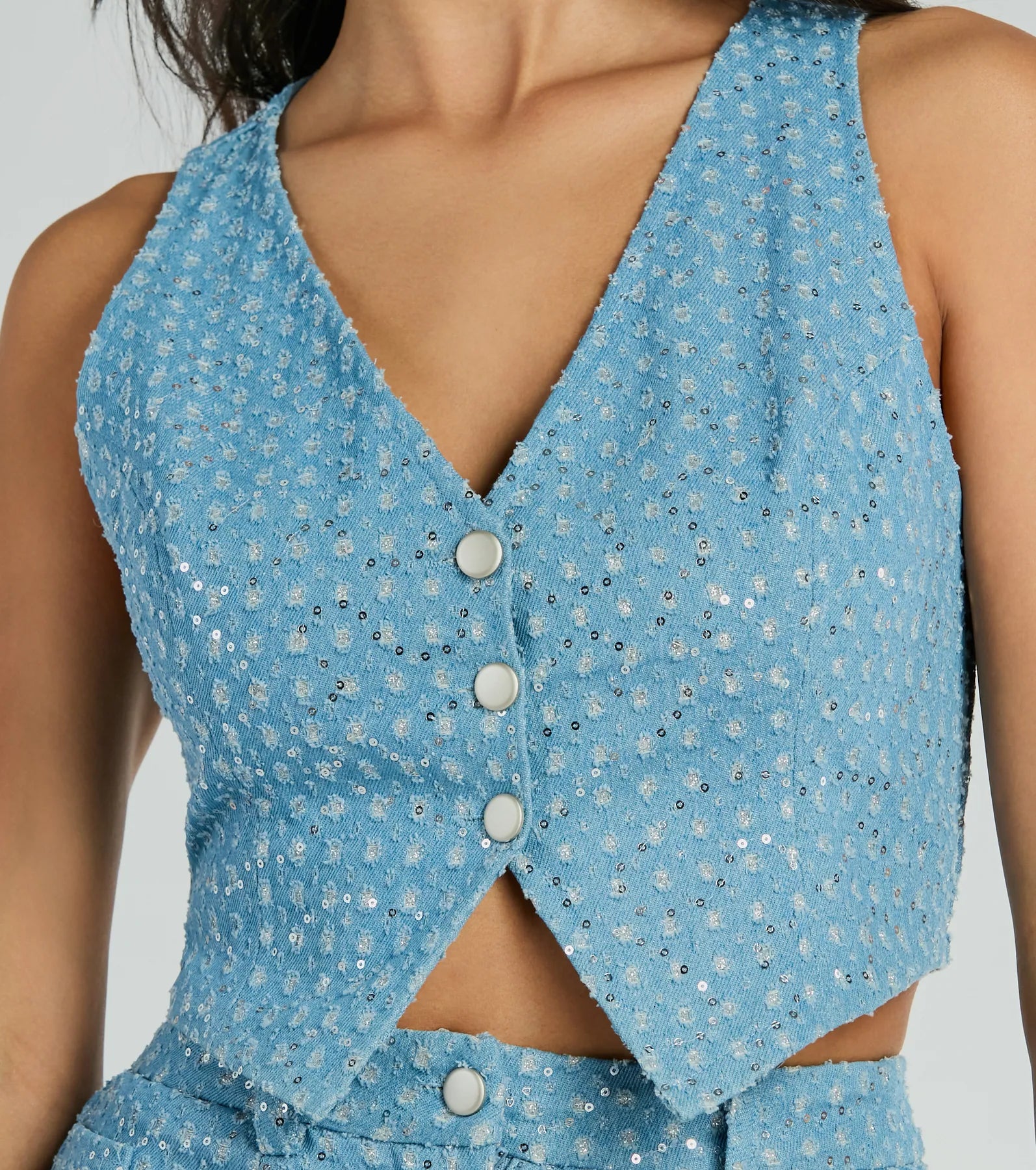 Ultimate Glitter Sequin Denim Vest - Flirty & Fabulous