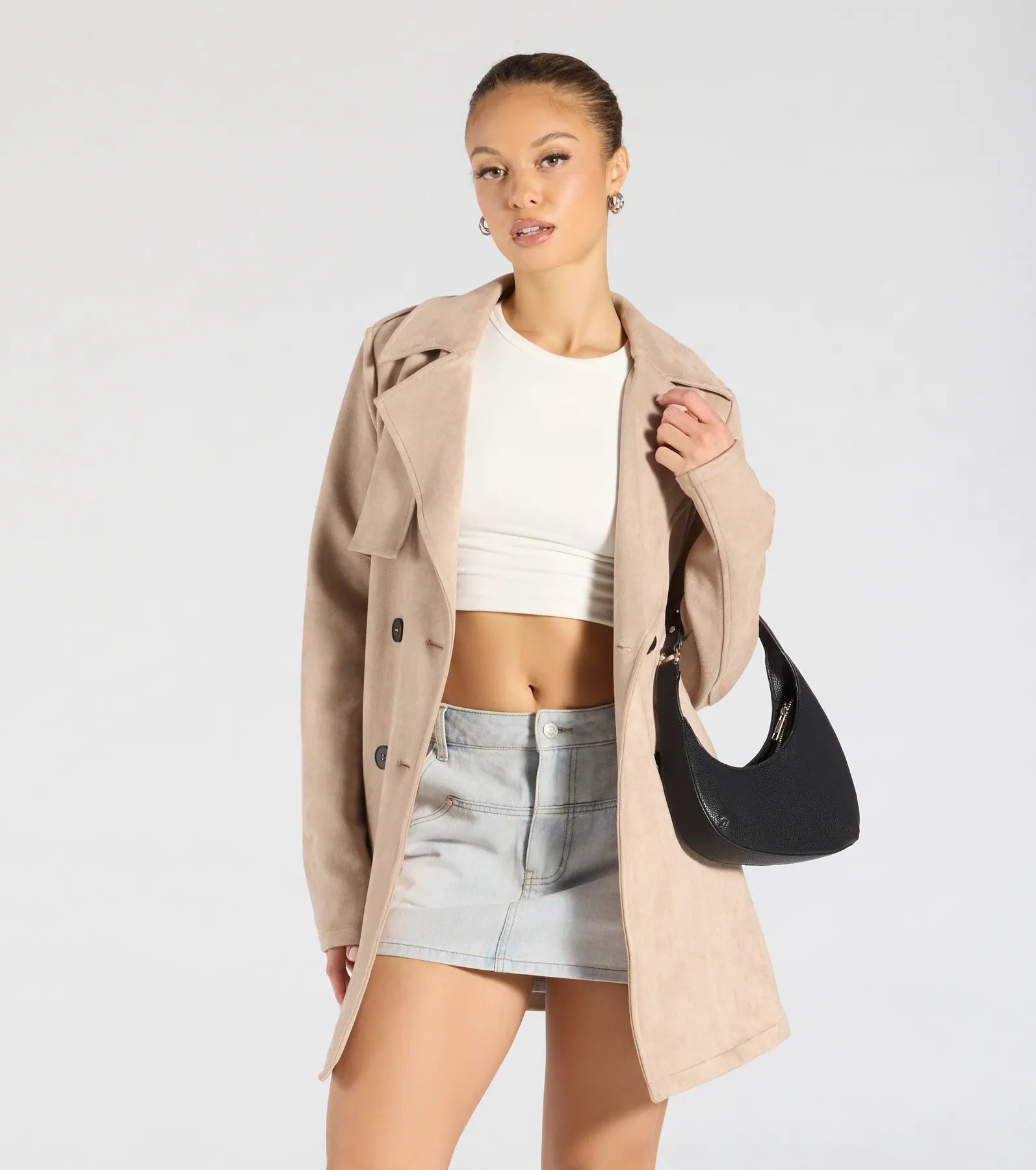 Premium Faux Suede Trench Coat - Ultimate Style Upgrade