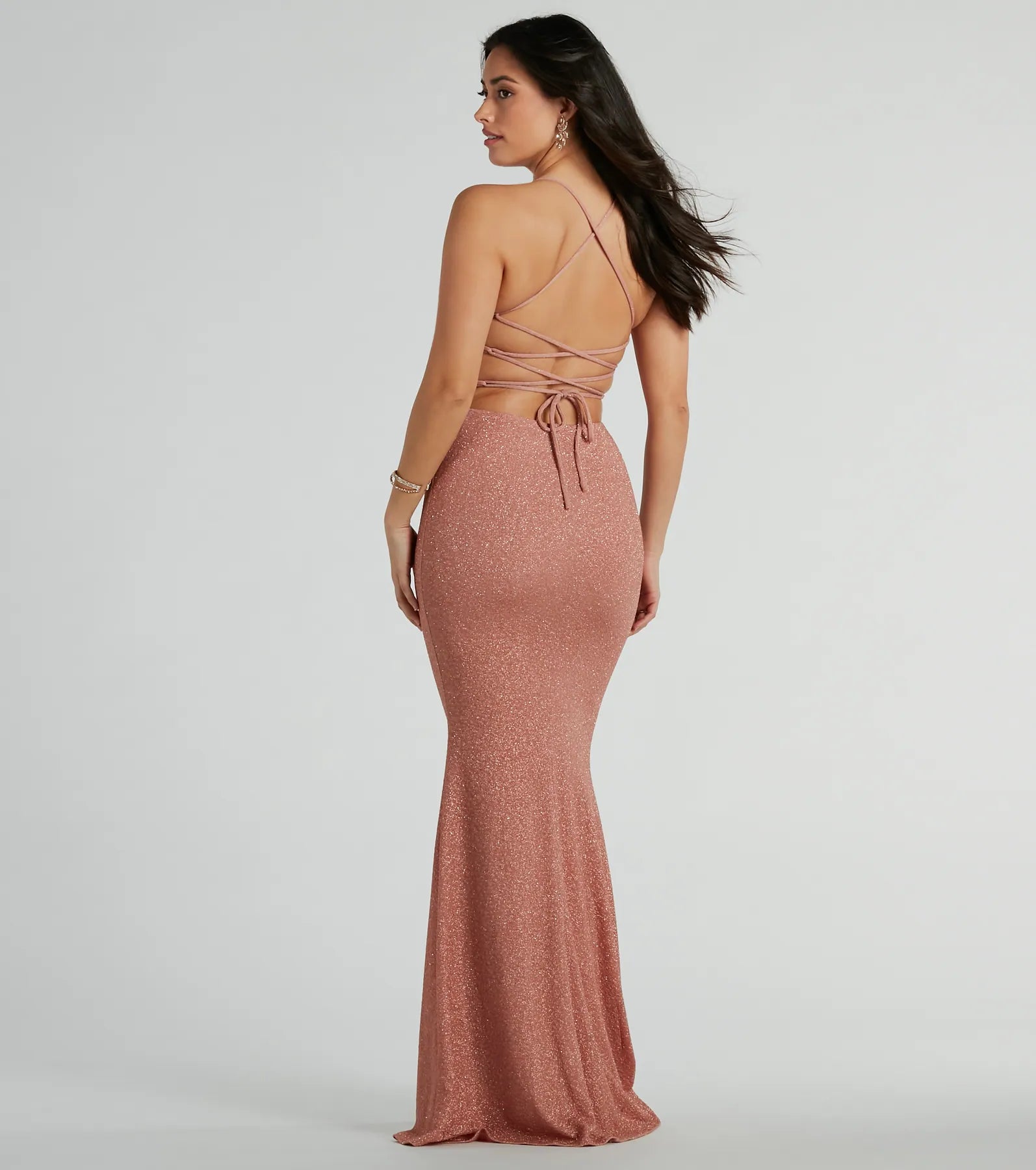 Ultimate Glitter Mermaid Dress with Lace-Up Back