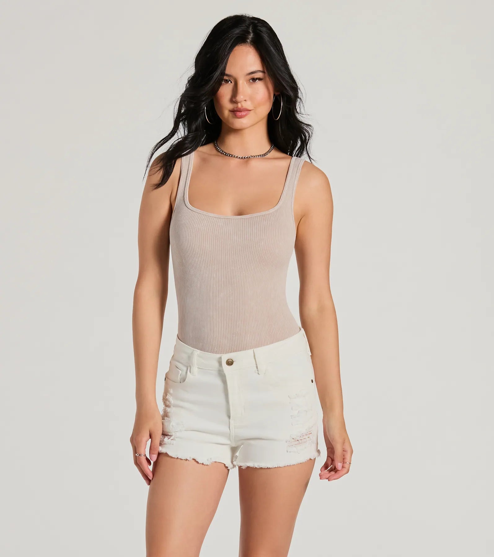 Ultimate Sunny State Mid-Rise Distressed Denim Shorts