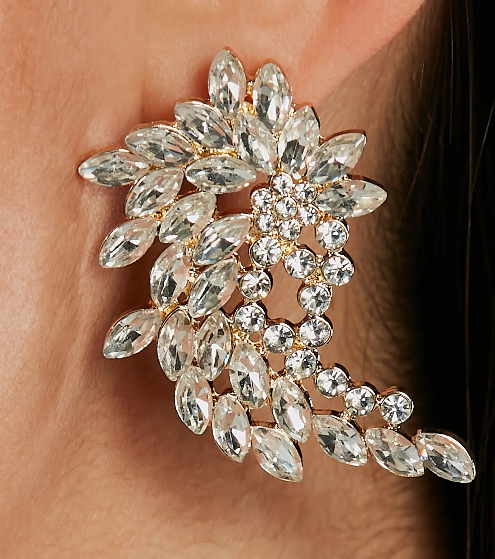 Premium Rhinestone Statement Stud Earrings - Ultimate Glamour