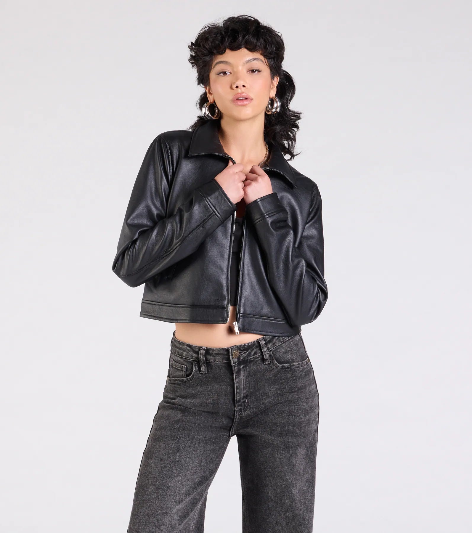 Ultimate Cool: Premium Faux Leather Collared Jacket