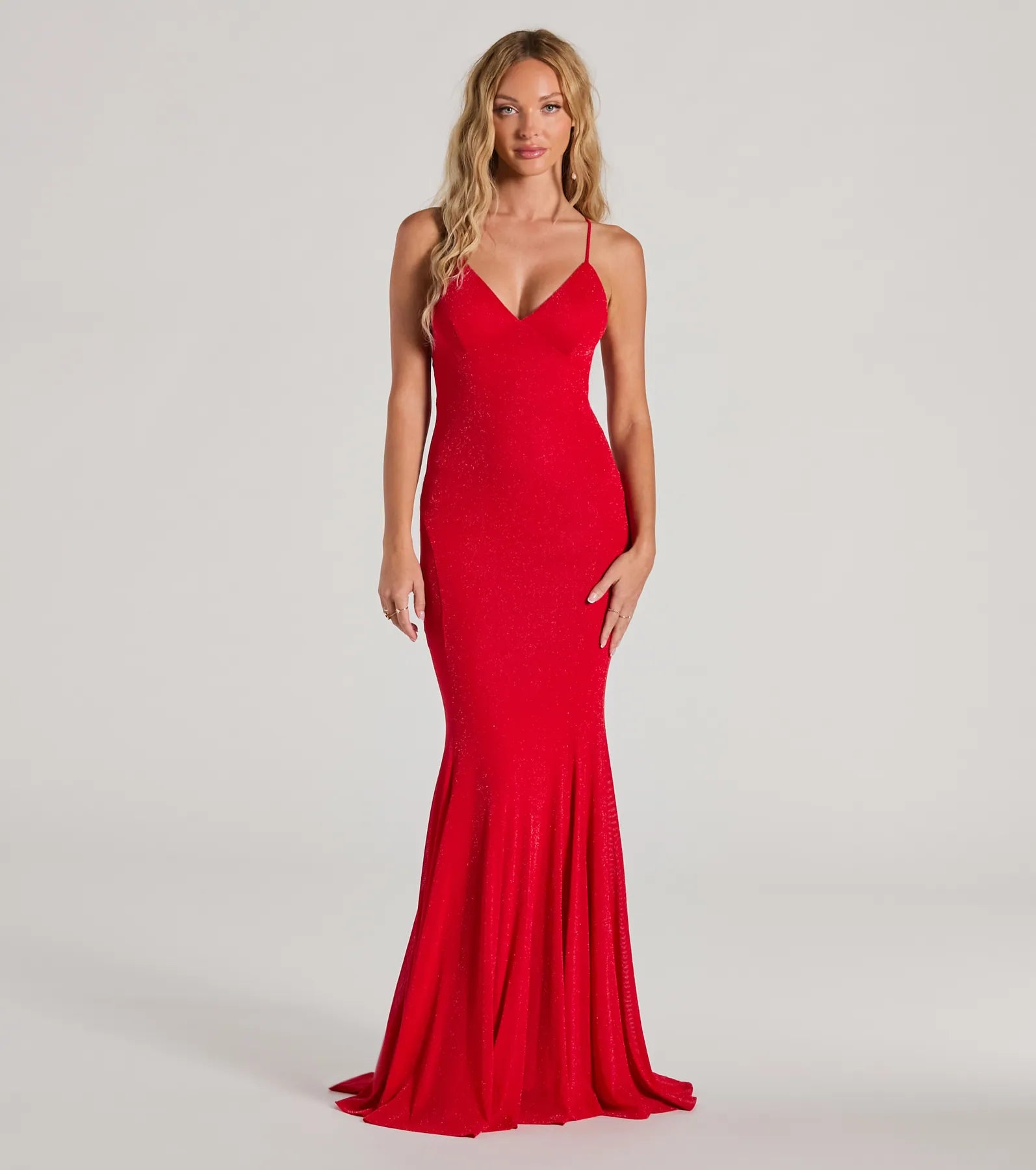 Ariyah Premium Glitter Lace-Up Mermaid Gown - Ultimate Formal Elegance