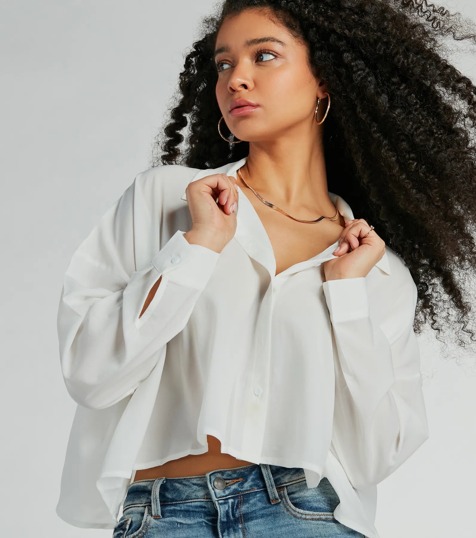 Premium Oversized Long Sleeve Crop Blouse | Ultimate Chic Style