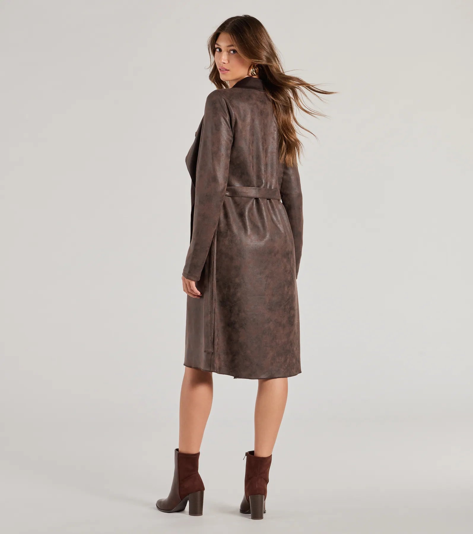 Premium Faux Suede Trench Coat - Timeless Elegance