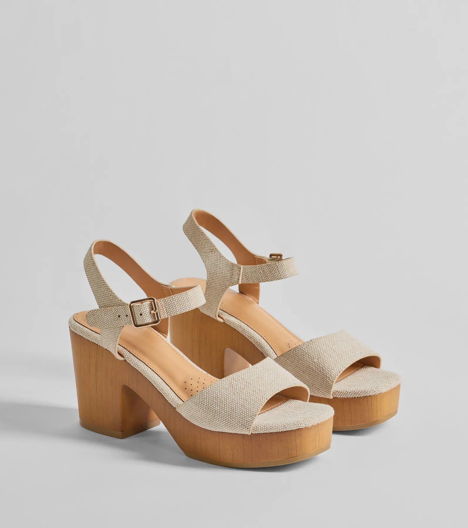 Ultimate Summer Linen Wooden Platform Heels - Step in Style