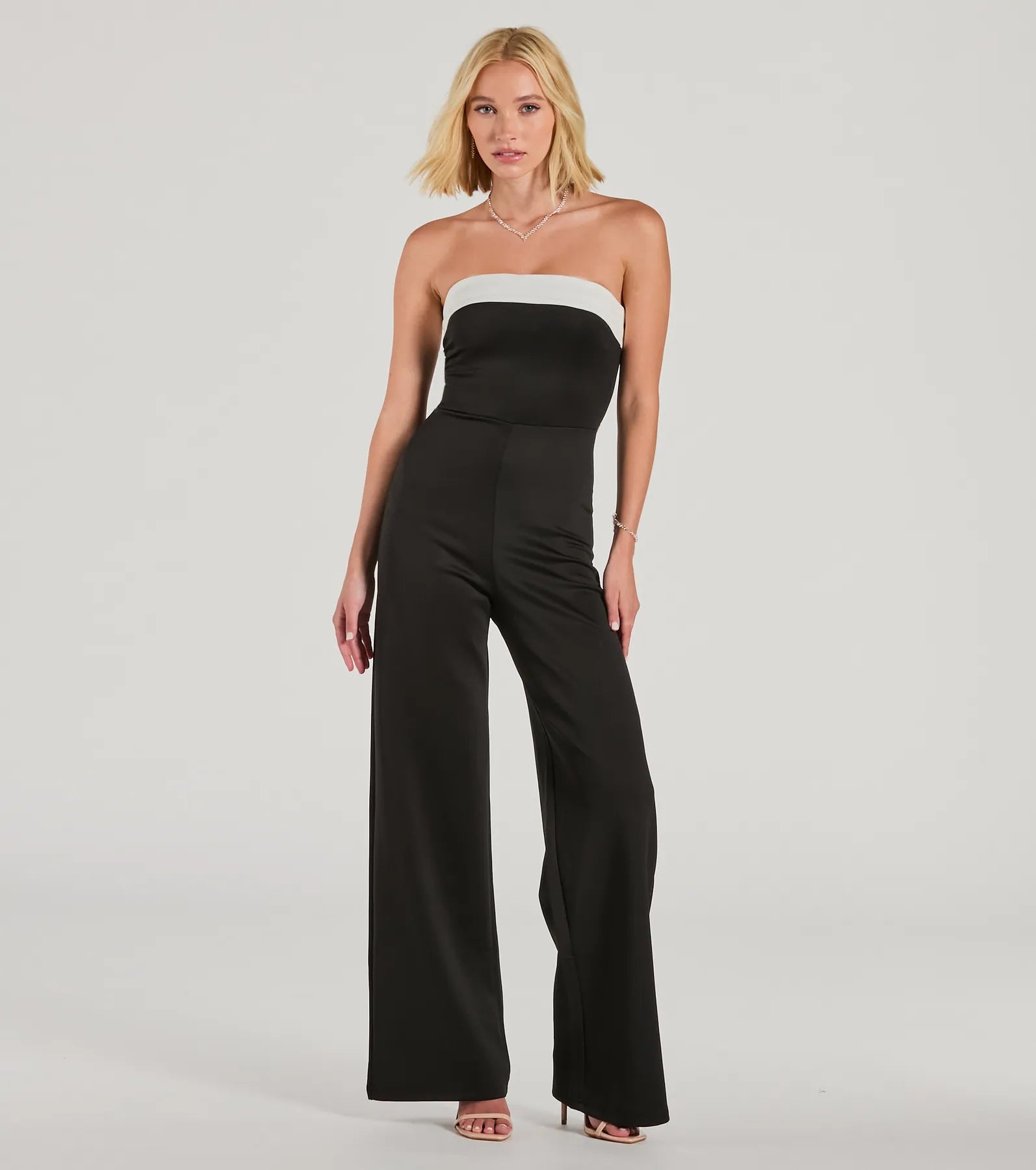 Premium Strapless Wide-Leg Jumpsuit - Ultimate Cocktail Attire