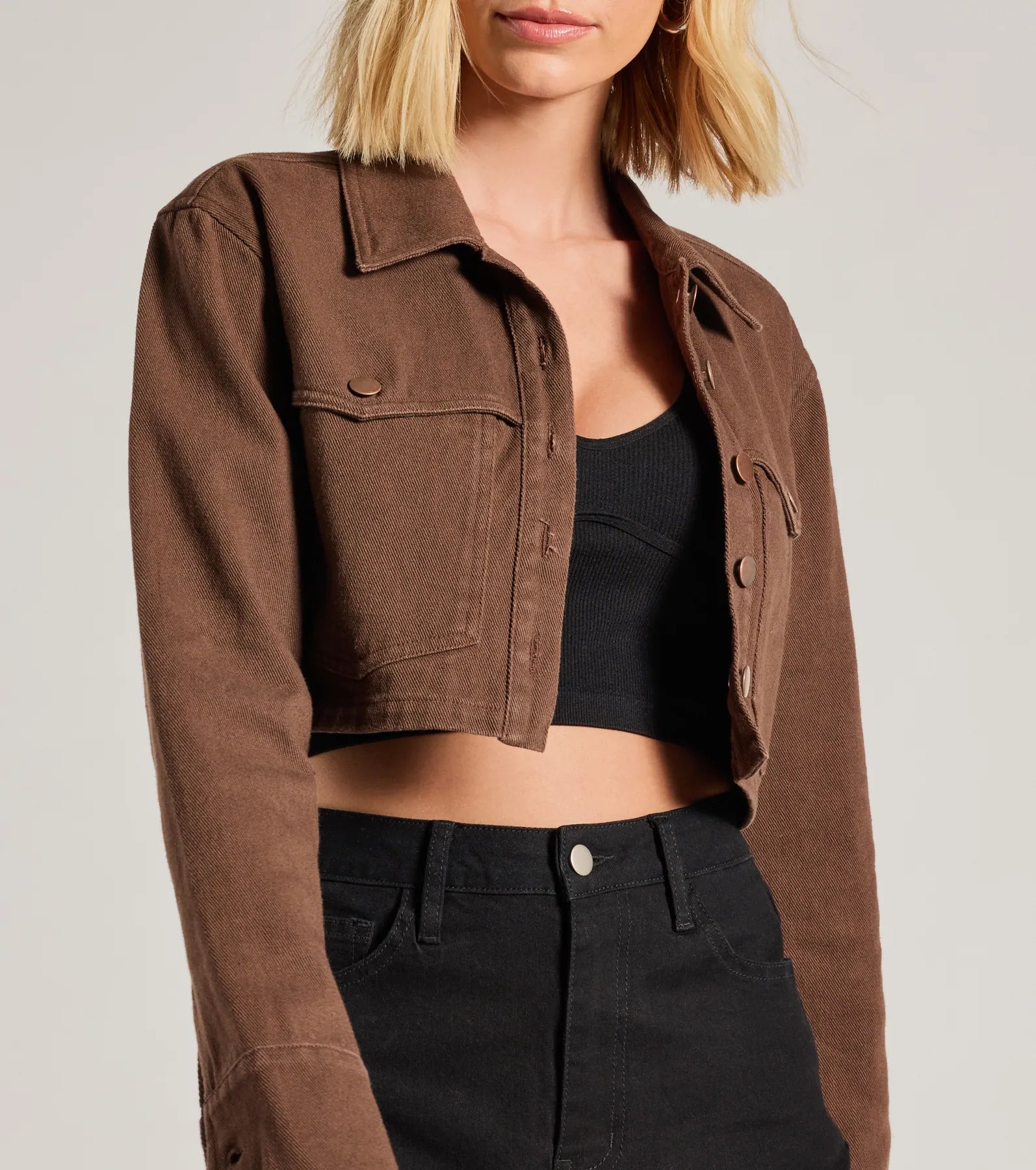 Ultimate Chic Denim Crop Shacket - Effortless Style Upgrade