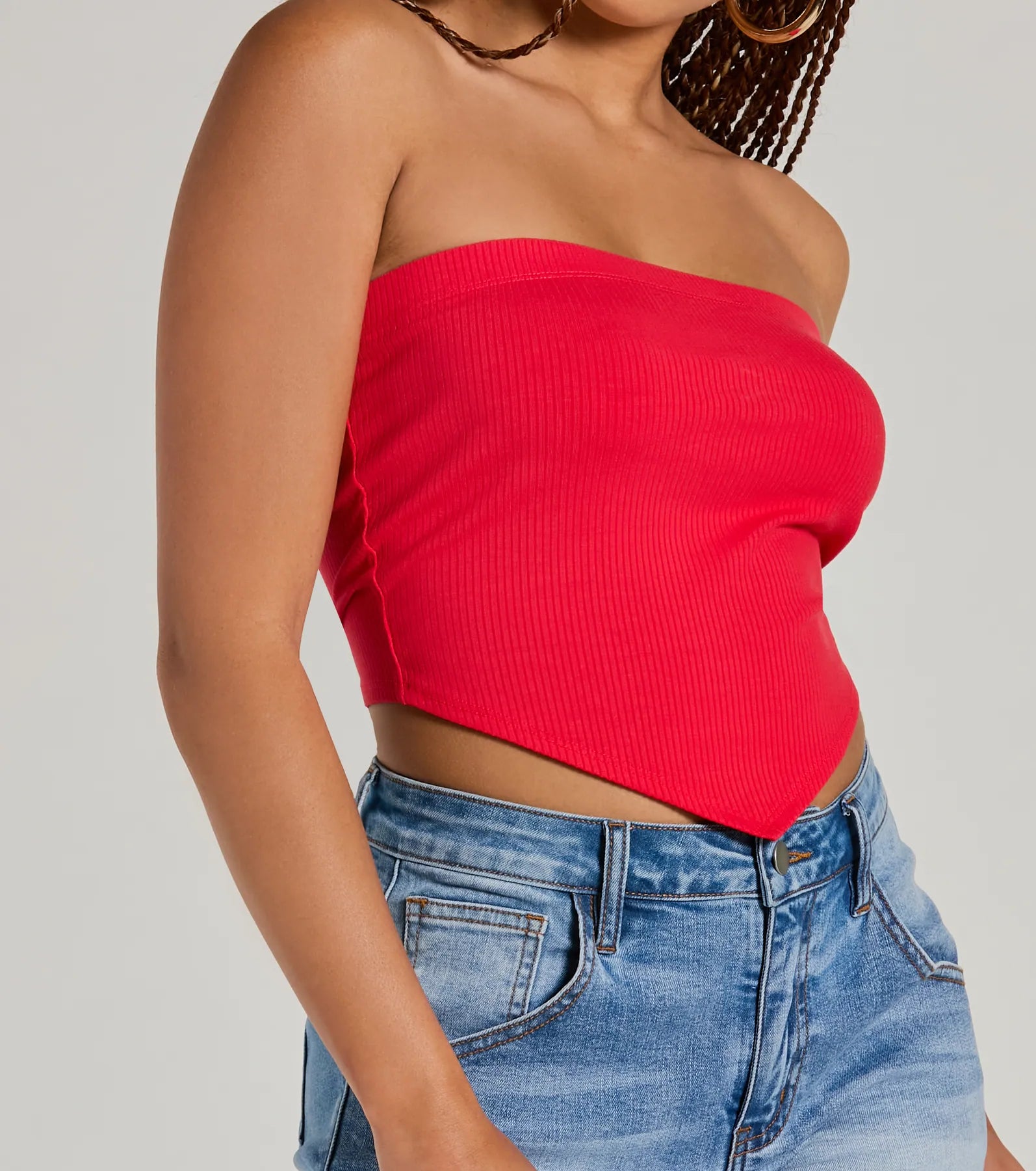 Ultimate Flirty Focus Strapless Rib Knit Crop Top