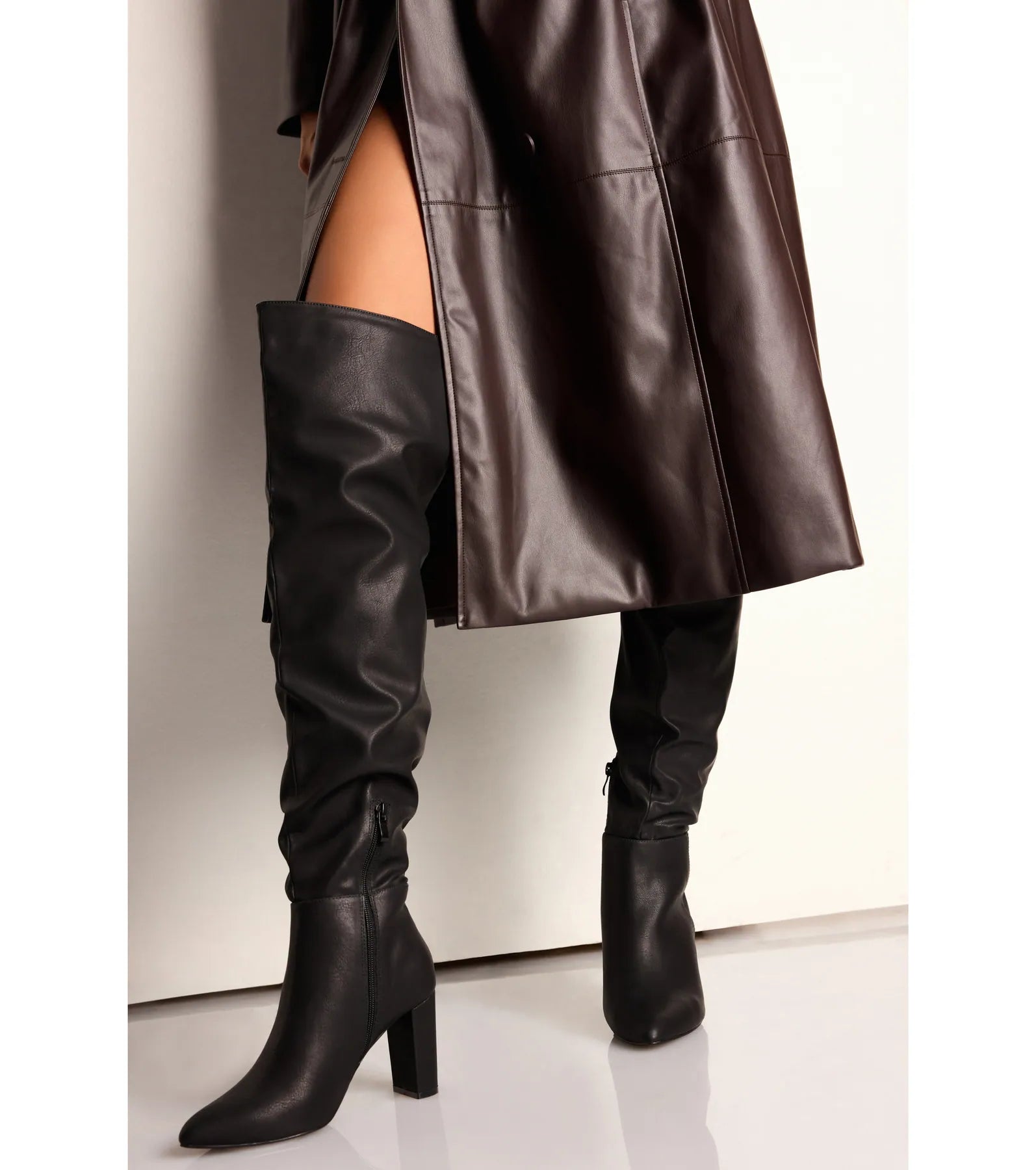 Ultimate Strut Faux Leather Over-The-Knee Boots - Trendy & Comfortable