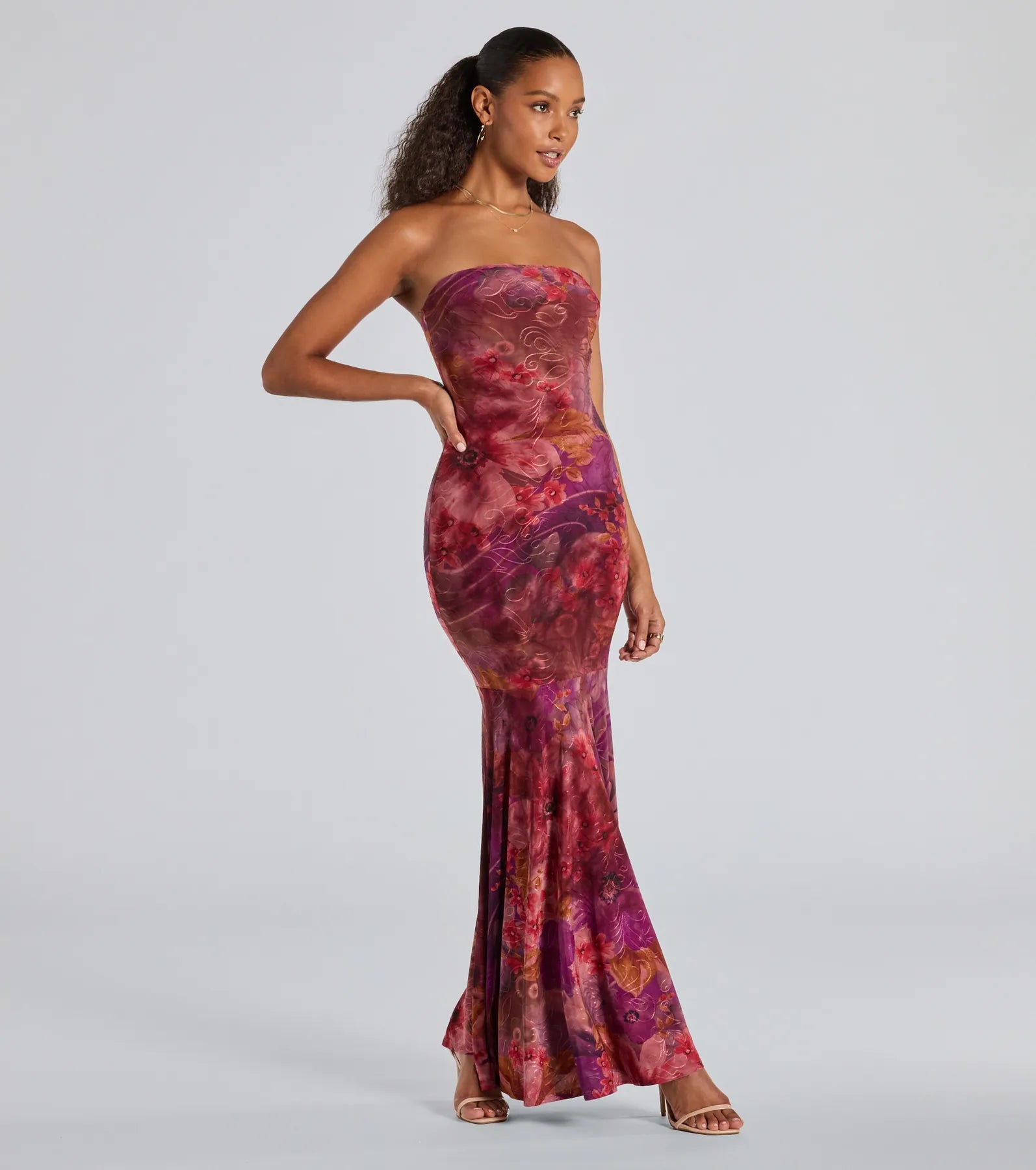 Premium Strapless Floral Tie-Dye Maxi Dress – Ultimate Summer Elegance