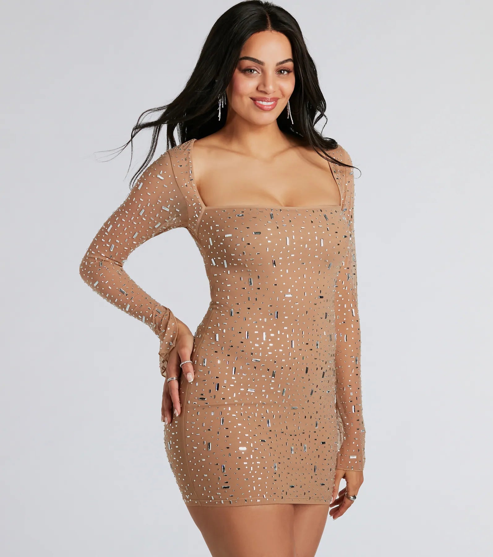 Ultimate Glam Rhinestone Bodycon Mini Dress