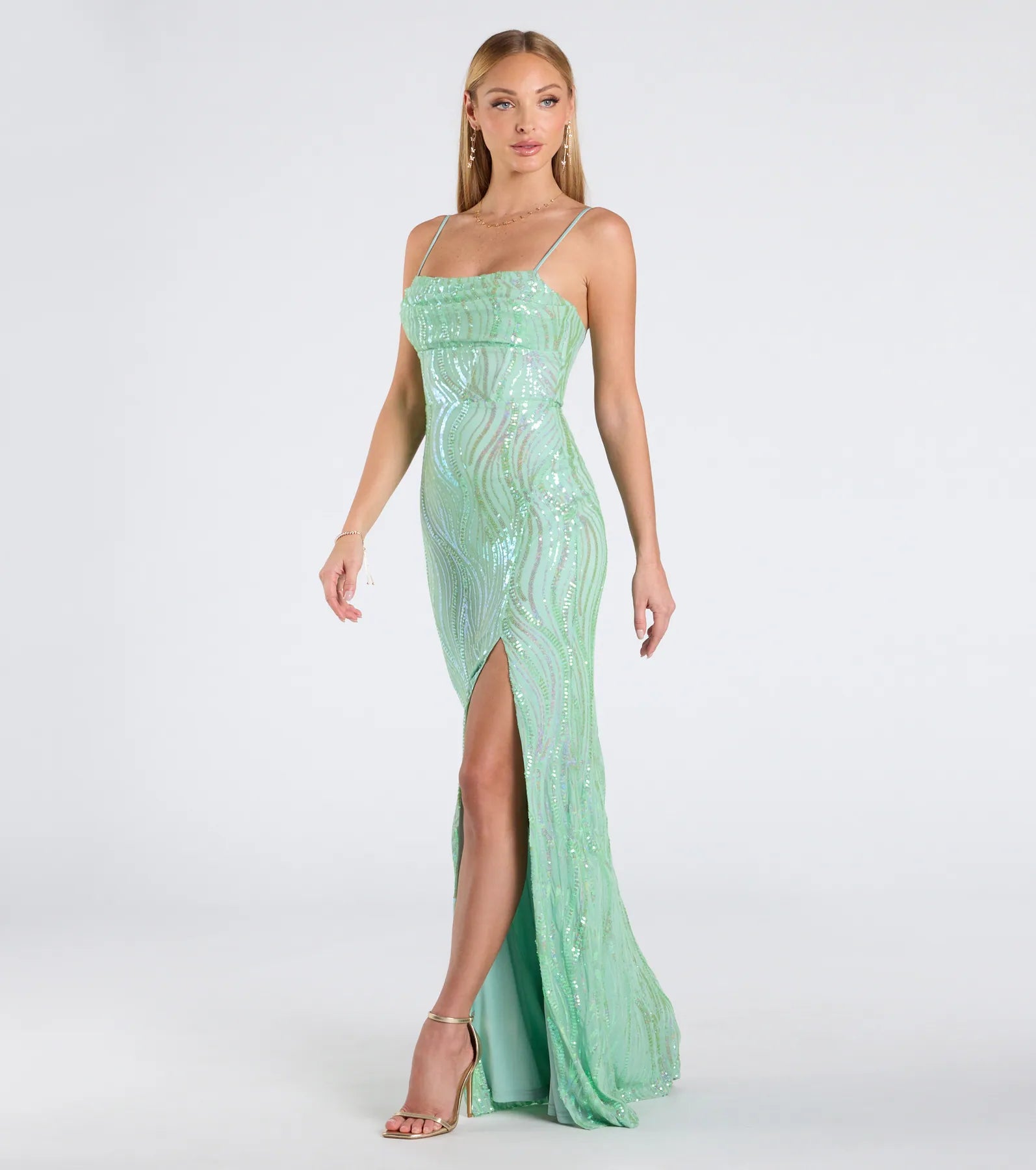 Ultimate Ashleigh Sequin Corset Gown - Premium Lace-Up Formal Dress