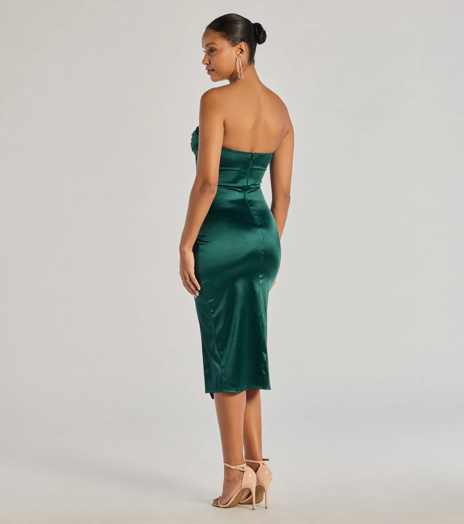 Premium Kaleen Sleeveless Satin Wrap Midi Dress - Elegant Evening Wear