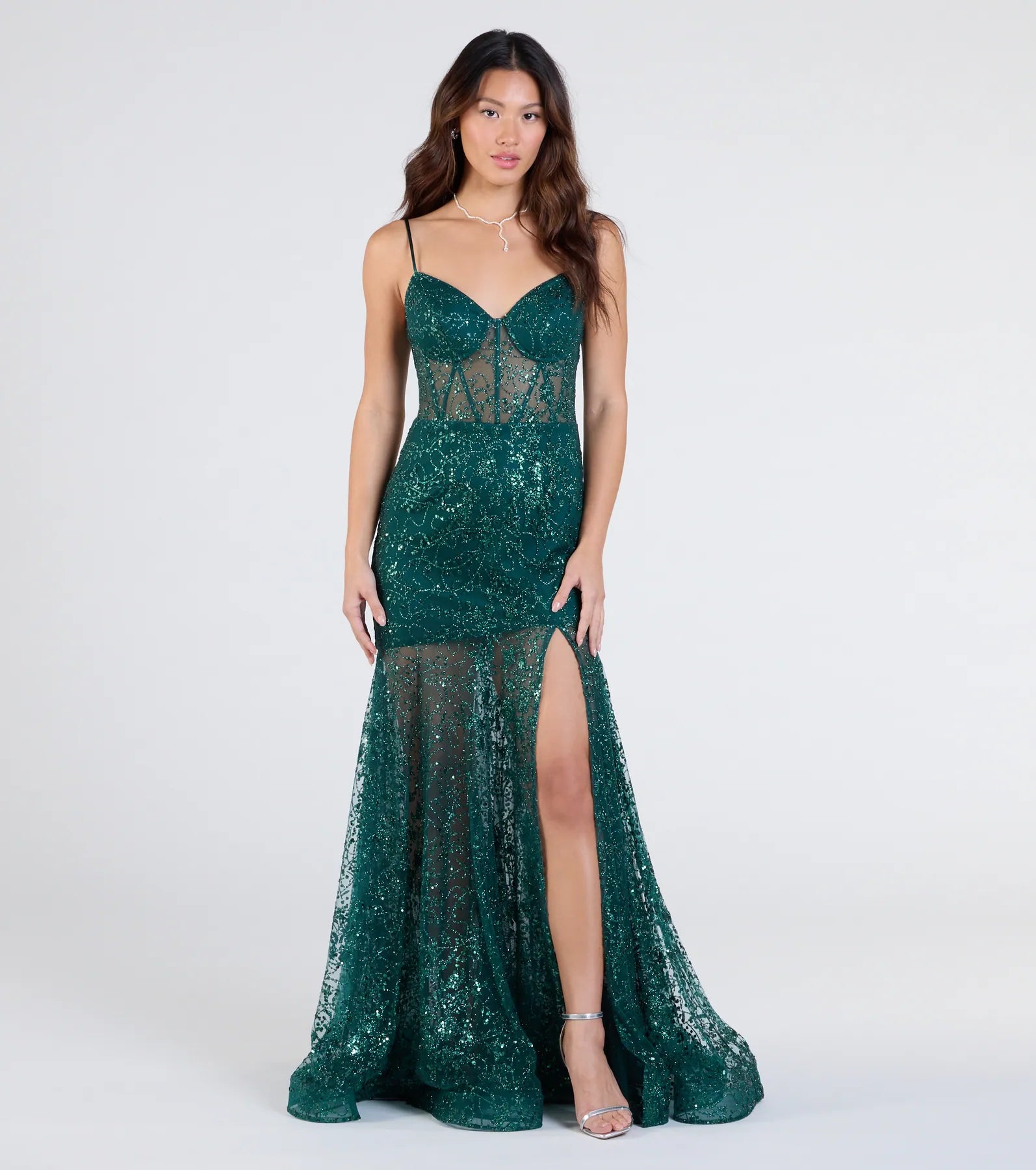 Ultimate Amanza Glitter Corset Mermaid Gown