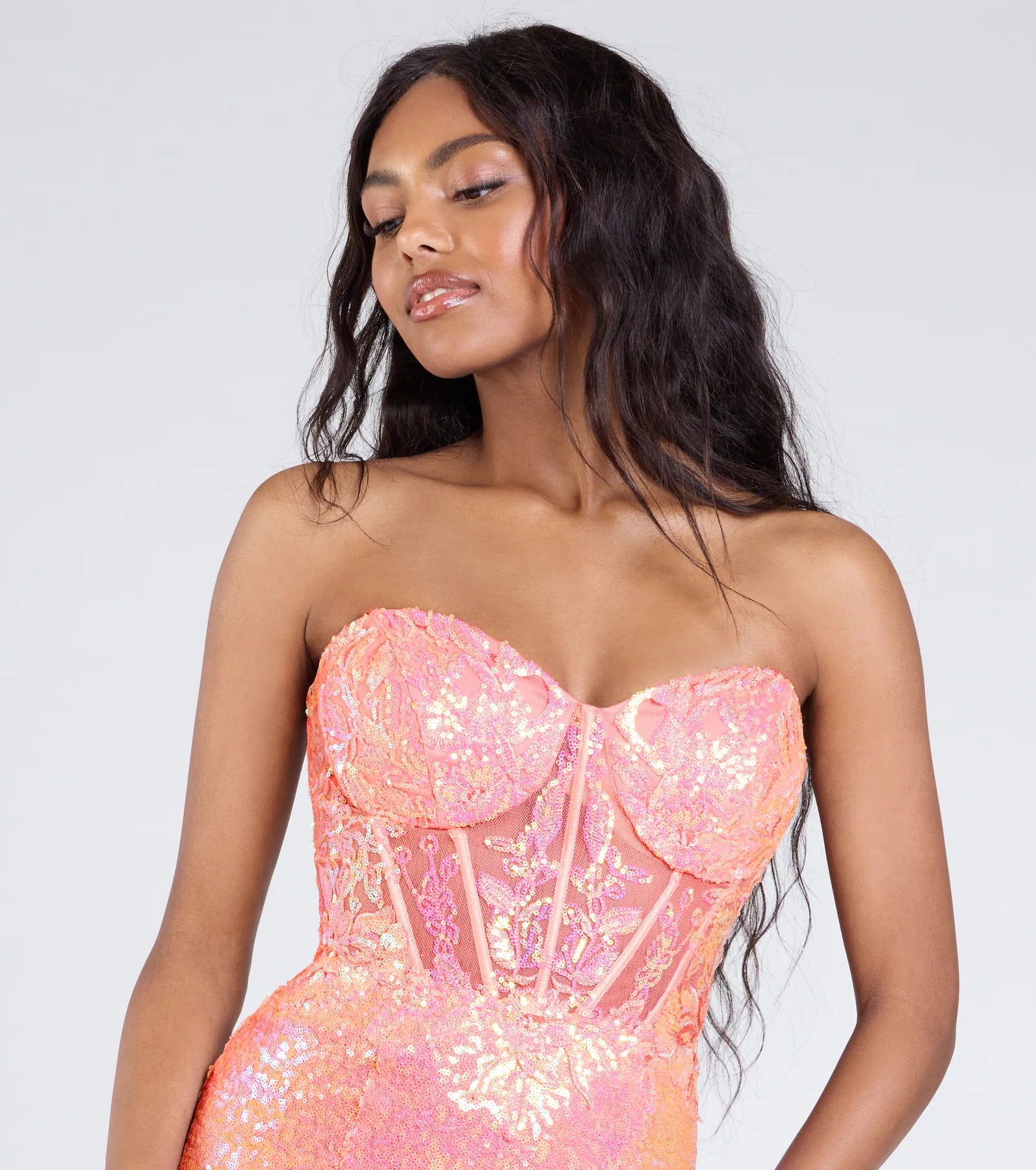 Ultimate Zoe Lace-Up Corset Mermaid Sequin Gown