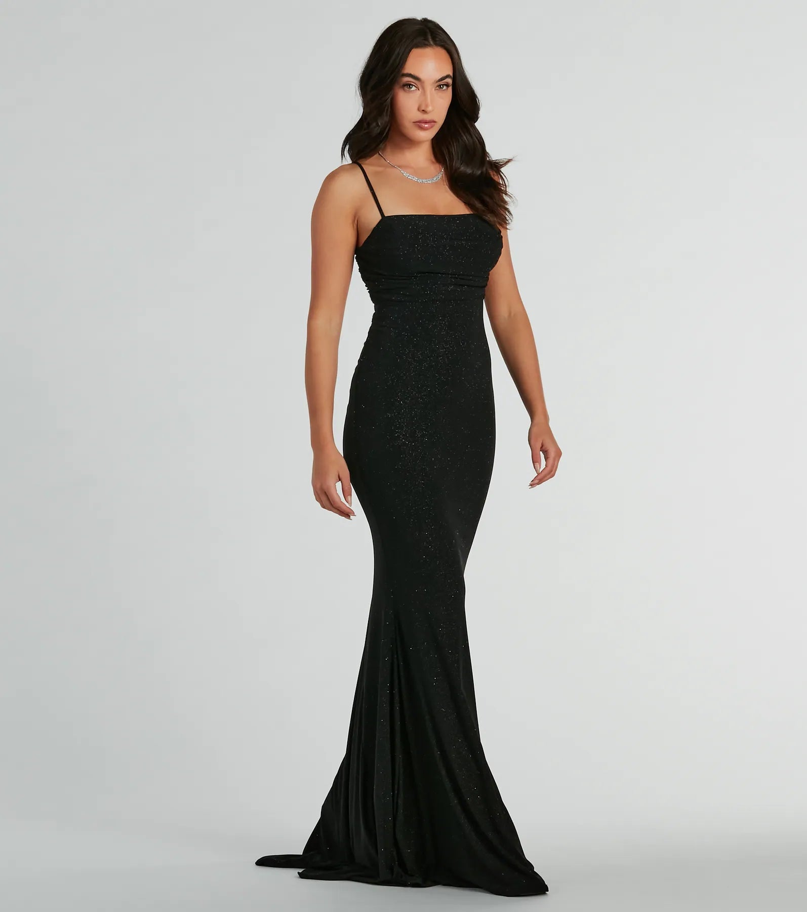 Premium Glitter Lace-Up Mermaid Gown for Special Occasions