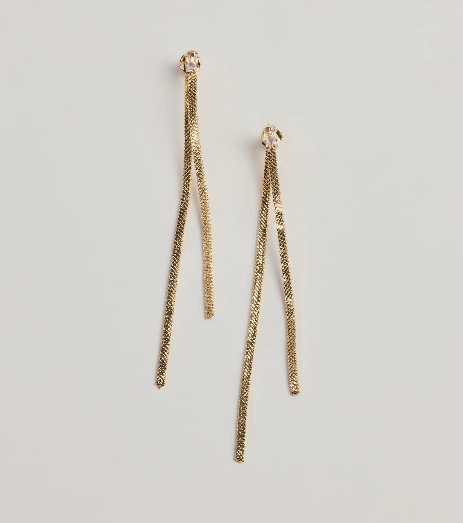 Ultimate Elegance: Sleek Metal Fringe Earrings with Cubic Zirconia