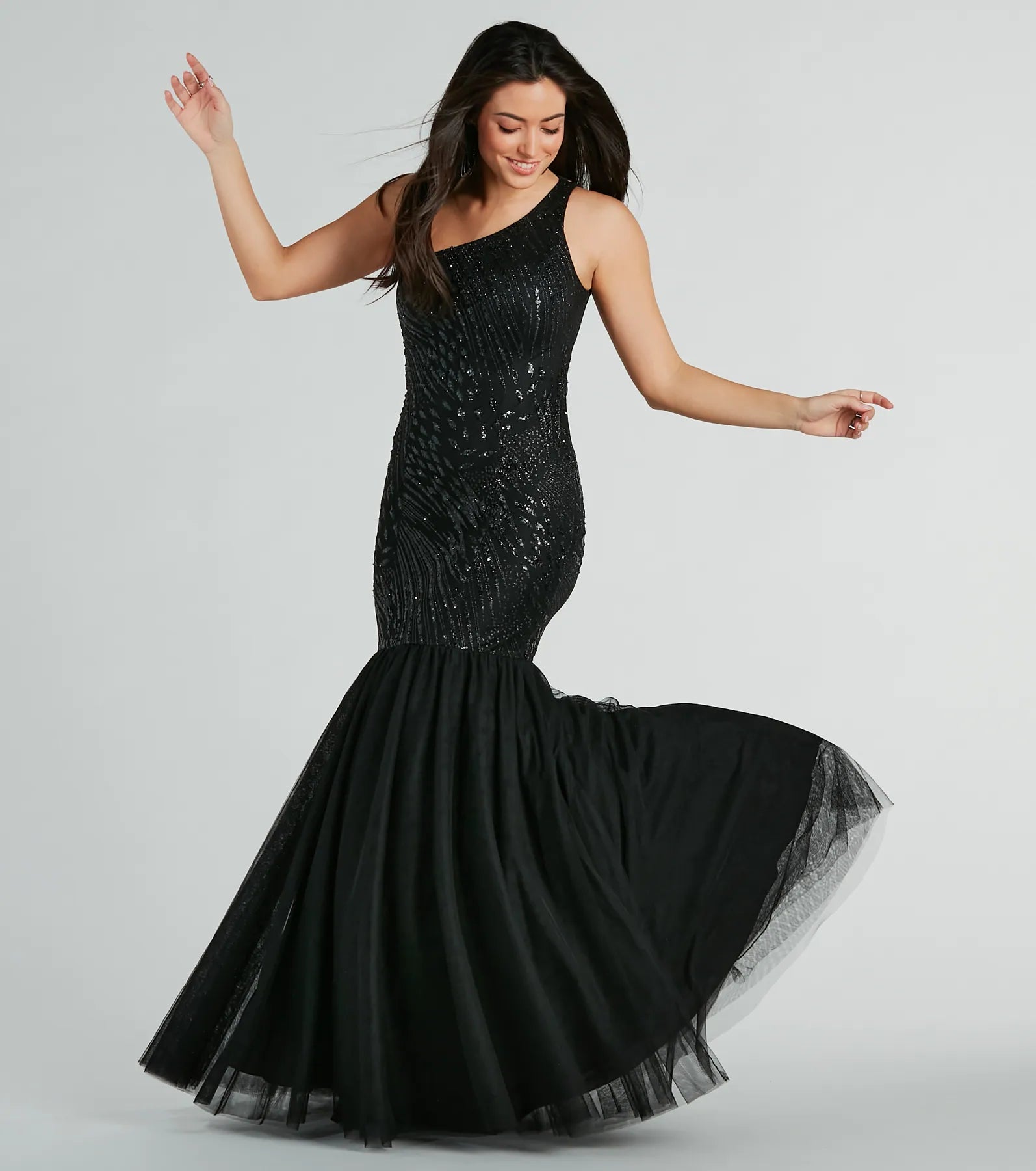 Gracelyn Premium One-Shoulder Mermaid Sequin Gown for Black Tie Events