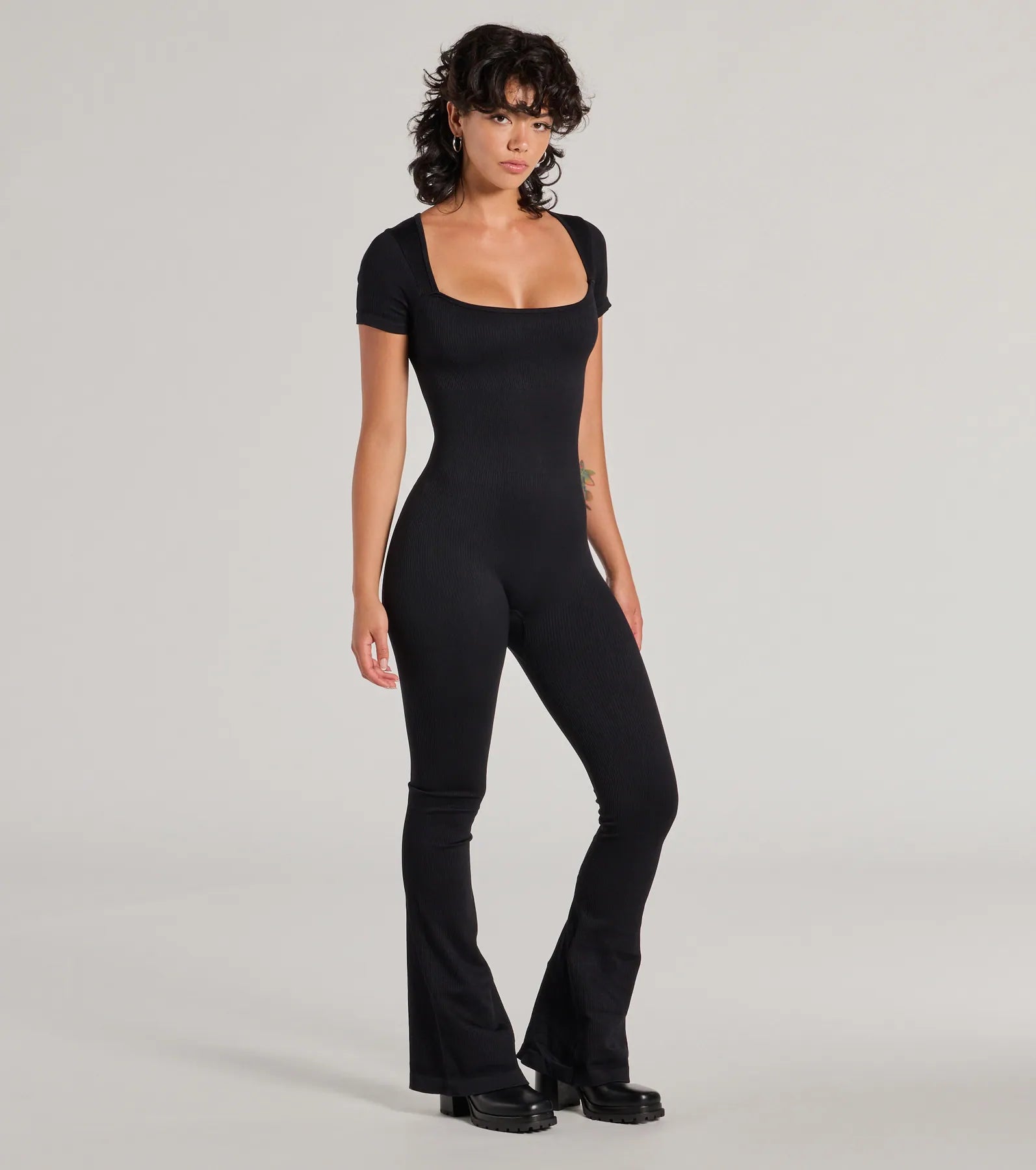 Ultimate Seamless Knit Flared Catsuit - Stylish & Versatile