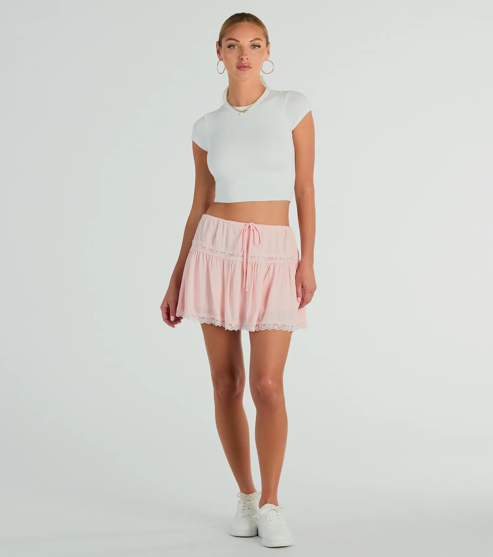 Ultimate Prairie Lace Trim A-Line Mini Skirt - Perfect for Festivals & Concerts